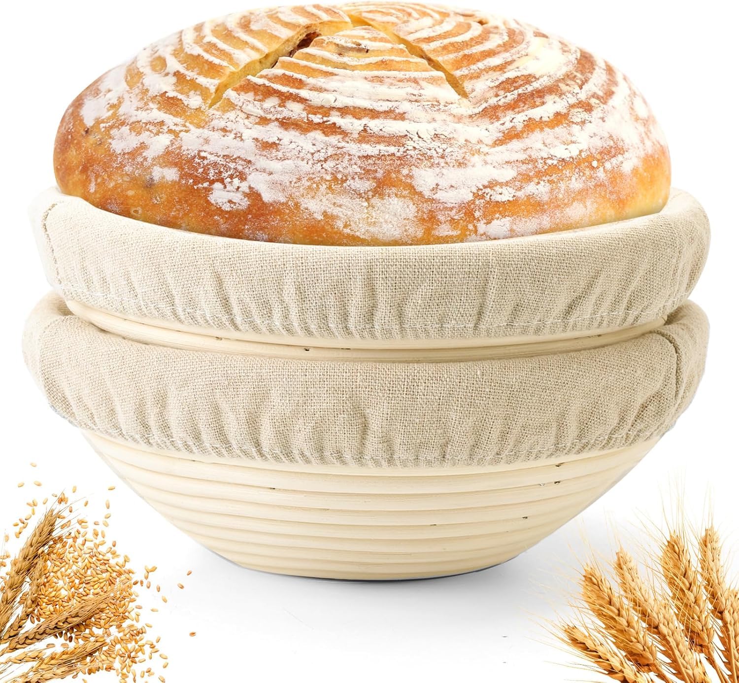 Savorella Banneton Bread Proofing Basket, 2 Pack 10"/25cm Round Sourdough Banneton Baskets, Banneton Bread Basket for Sourdough Baking Supplies