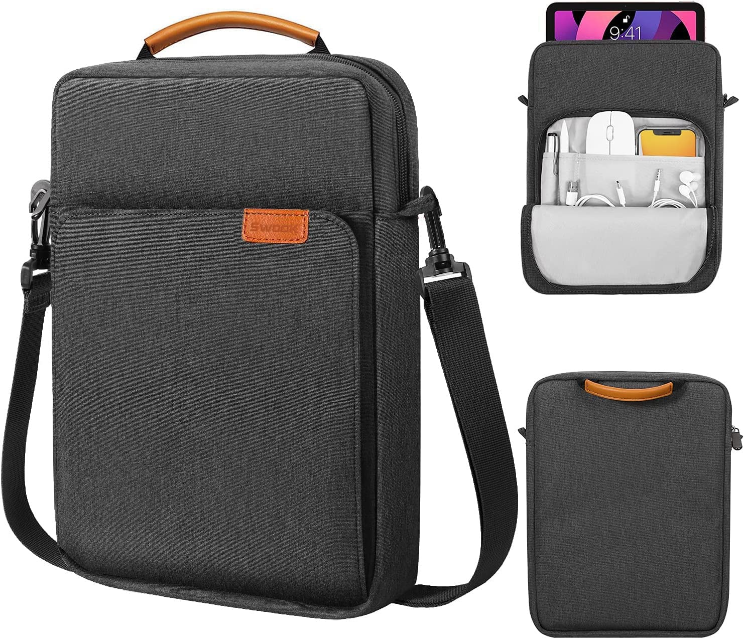 SwooK 13-13.3 inch Universal Laptop Compatible Sleeve Shoulder Bag Carrying Case for 13" MacBook Air, Pro, iPad 12.9, Surface Pro, ASUS Zenbook Vivobook,Dell Xps, Hp Envy Laptop Sleeves Bag-image-28