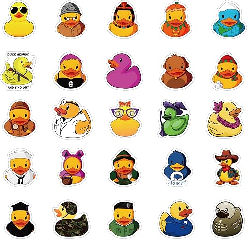 Miniatura 3 de Paquete de 69 calcomanías impermeables de pato de goma Kawaii  Lindos animales patos de dibujos animados geniales Deacls Graffiti vinilo para