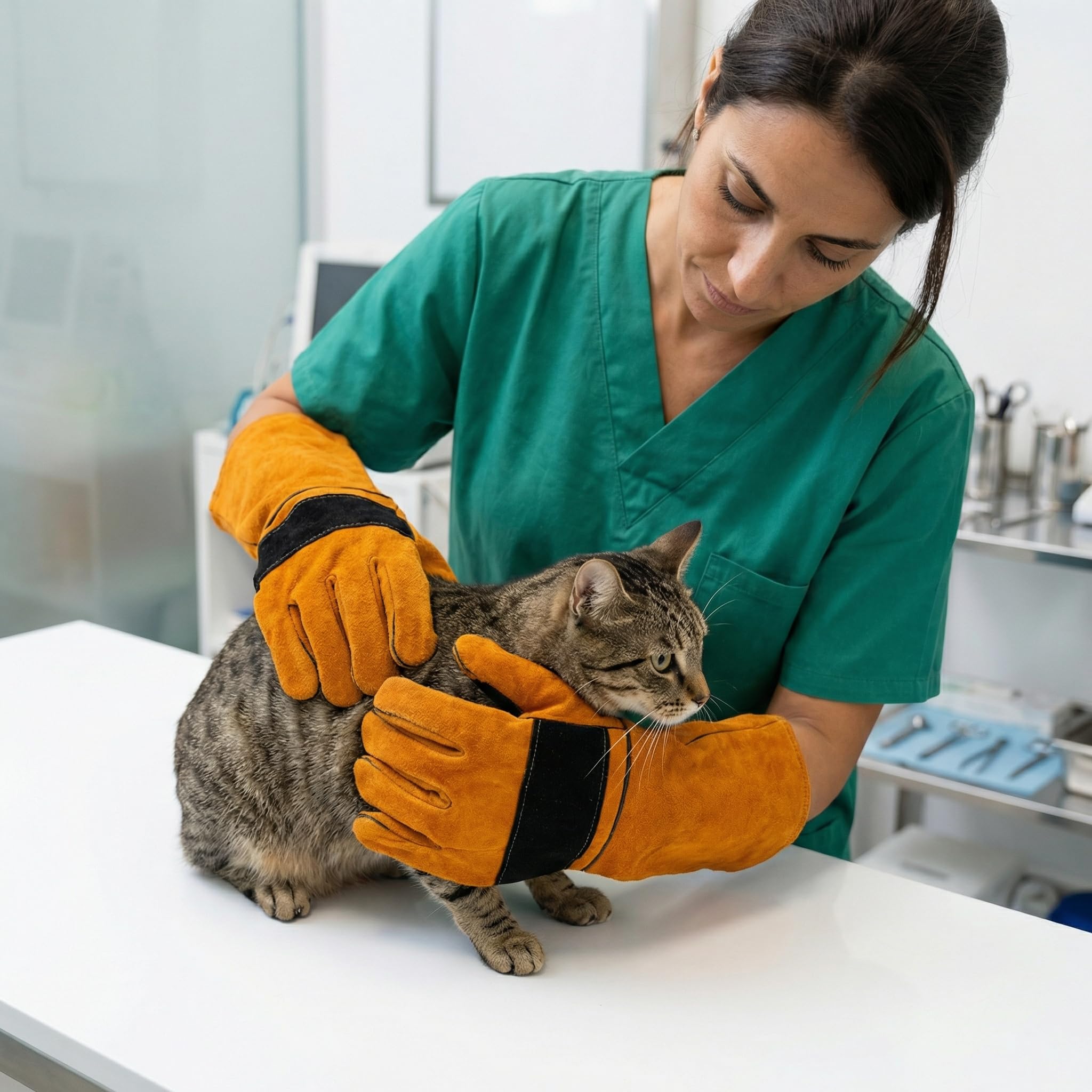 ASOUUNLD Bissfeste Handschuhe Leder 45 cm für Tierhandling | Stichfeste Schutzhandschuhe für Hund, Katze, Papagei und Greifvogel beim Training, Füttern und sicheren Umgang bei Günstiger Preis