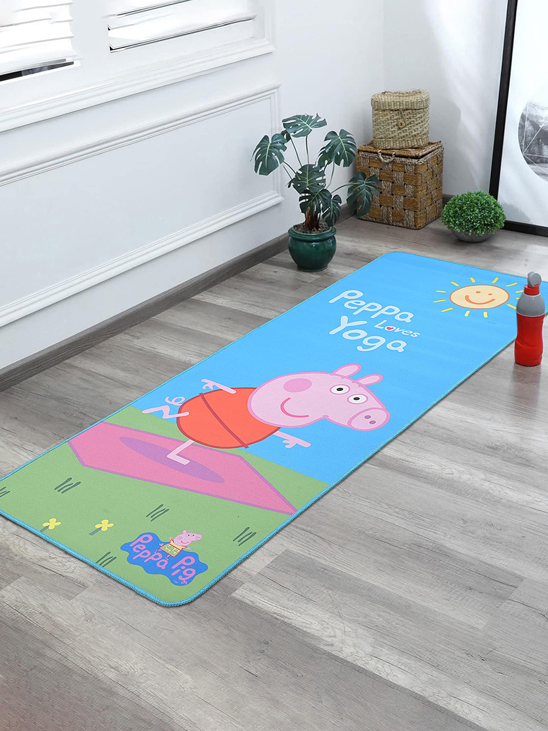 Saral Home Peppa Pig Soft Microfiber Anti-Skid Excercise Mat - 70x170 Cms, Blue-picture-14