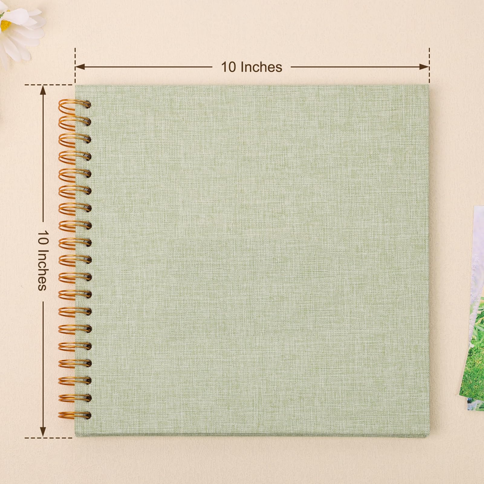 Fotoalbum zum Selbstgestalten Fotobuch 25,5 x 25,5 cm 40 Seiten Grasgrün | Kraftpapier Scrapbook Leinen Photo Album DIY Erinnerungsbuch für Hochzeit Baby Kinder Geburtstag Jahrestag Valentinstag