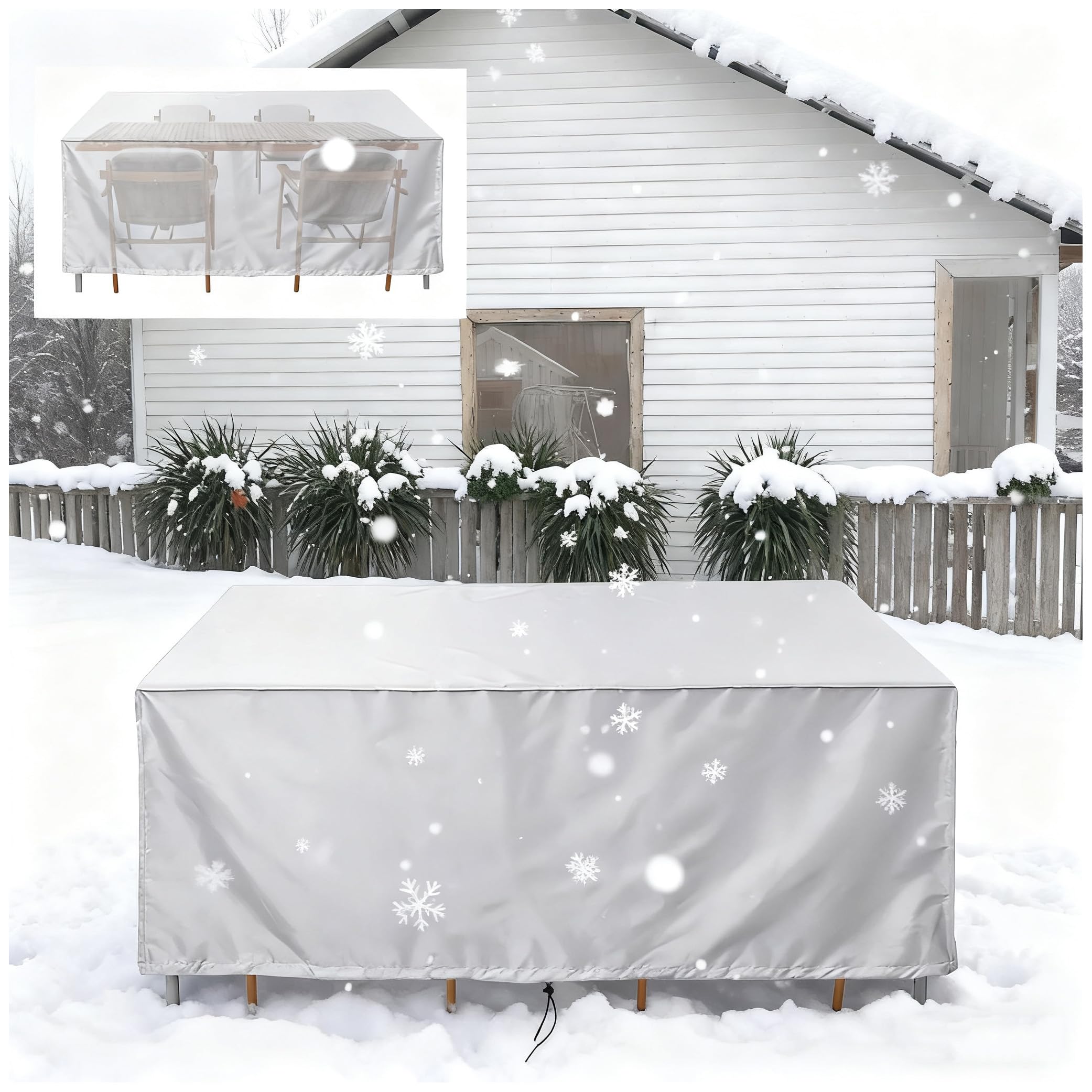 Garden Furniture Covers 48x48x48/LxWxH Rectangular Garden Sofa Cover Waterproof 420D Oxford Fabric Anti-UV Patio Table Cover with 4 Windproof Buckles Outdoor Table and Chairs Sofa Covers - Silver