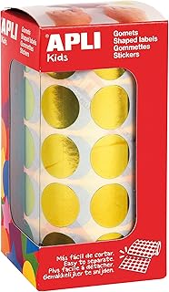 APLI Kids 12047 - Rollo gomets redondos Ø 20 mm metalizados amarillos