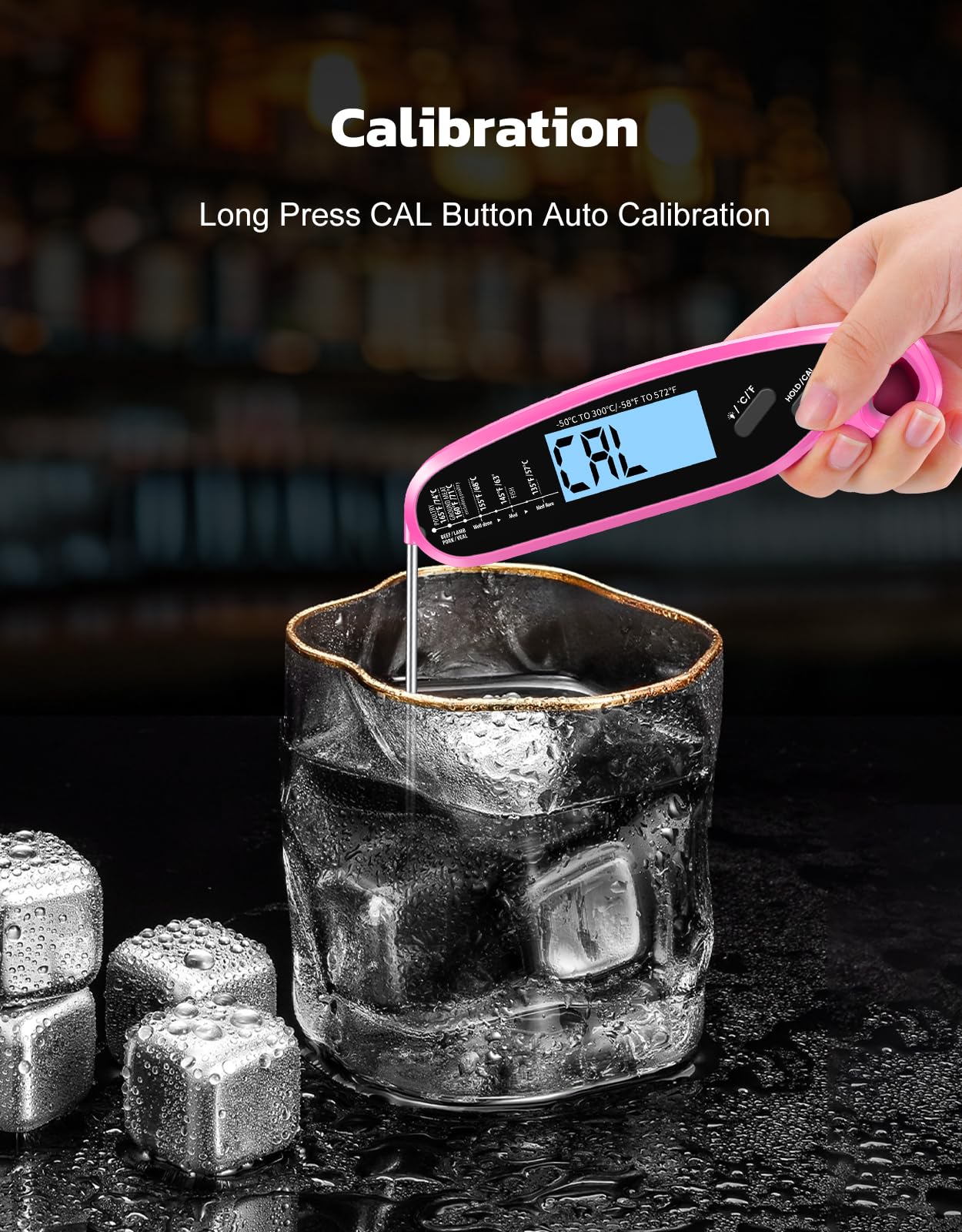 Termómetro digital de carne de lectura instantánea para cocinar y asar con doble sonda, pantalla retroiluminada grande y calibración automática, termómetro de alimentos para parrilla, ahumador