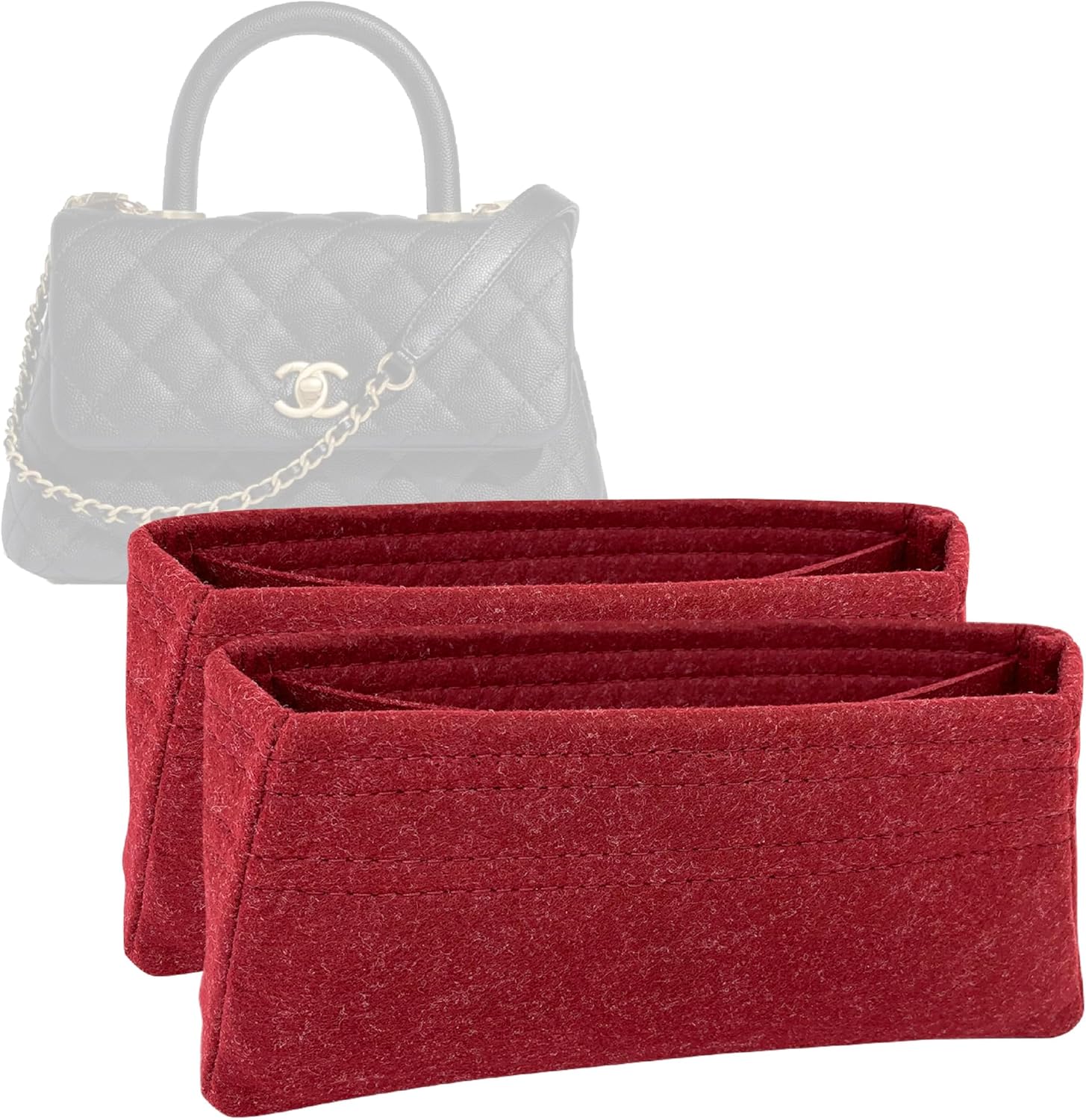 ズーモニ プレミアムシャネル ココ ハンドル（24cm/9.4インチ）インサート（2点セット）用 - プレミアム フェルト パース 