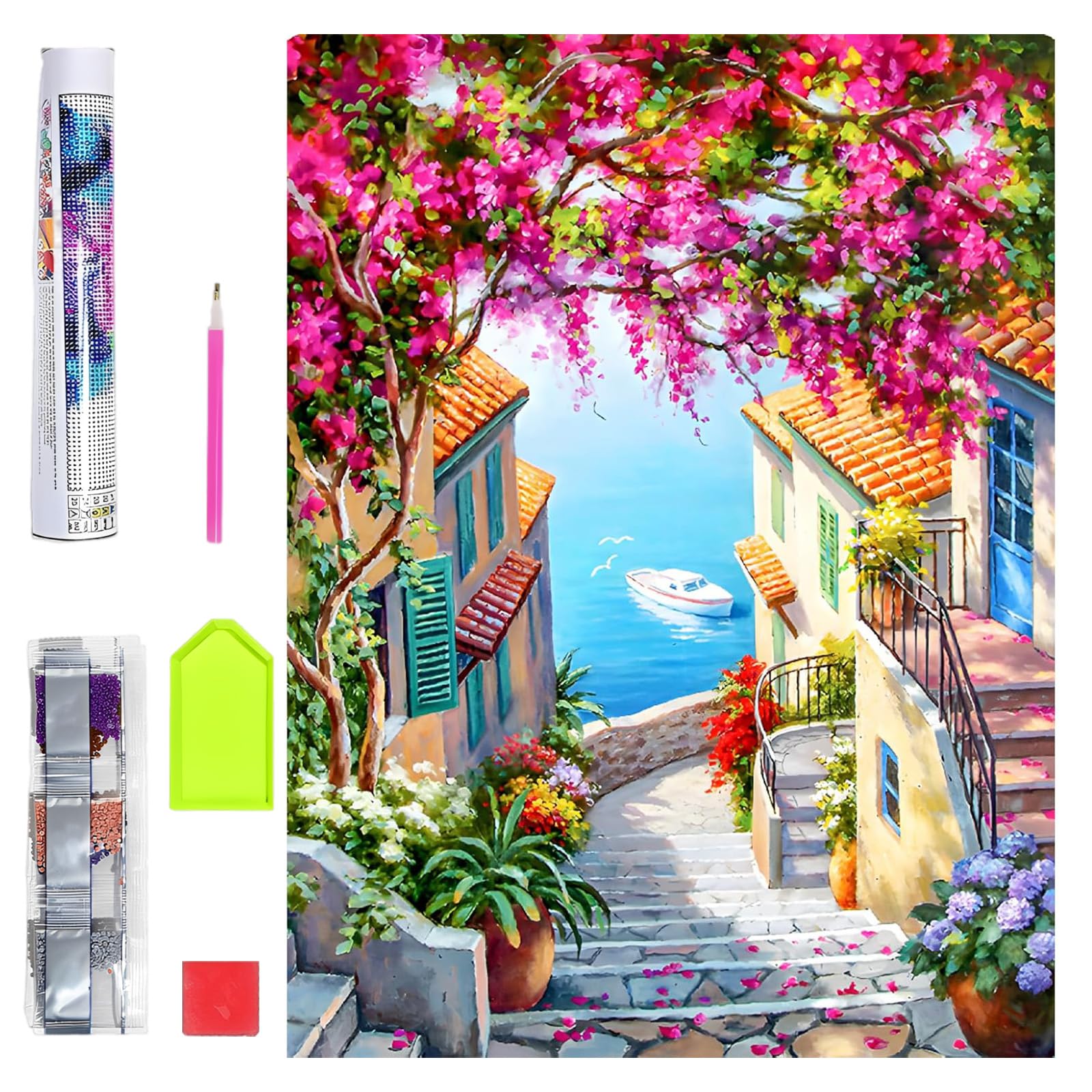 Diamond Painting Kit, Creative Diamond Art Craft with Seascape Design, Home Wall Decoration Artwork, DIY Craft Set for Personalized Gifts and Family Activities, Measuring 30 by 40 Centimeters-image-1