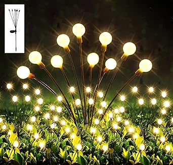 CARTER ENERGY Firefly Outdoor Solar Lights | 10 LED | Starburst Swaying Solar Garden Light, Warm Garden Light | Outdoor Decoration | Waterproof | Path Lights for Pots, Balcony, Pathway