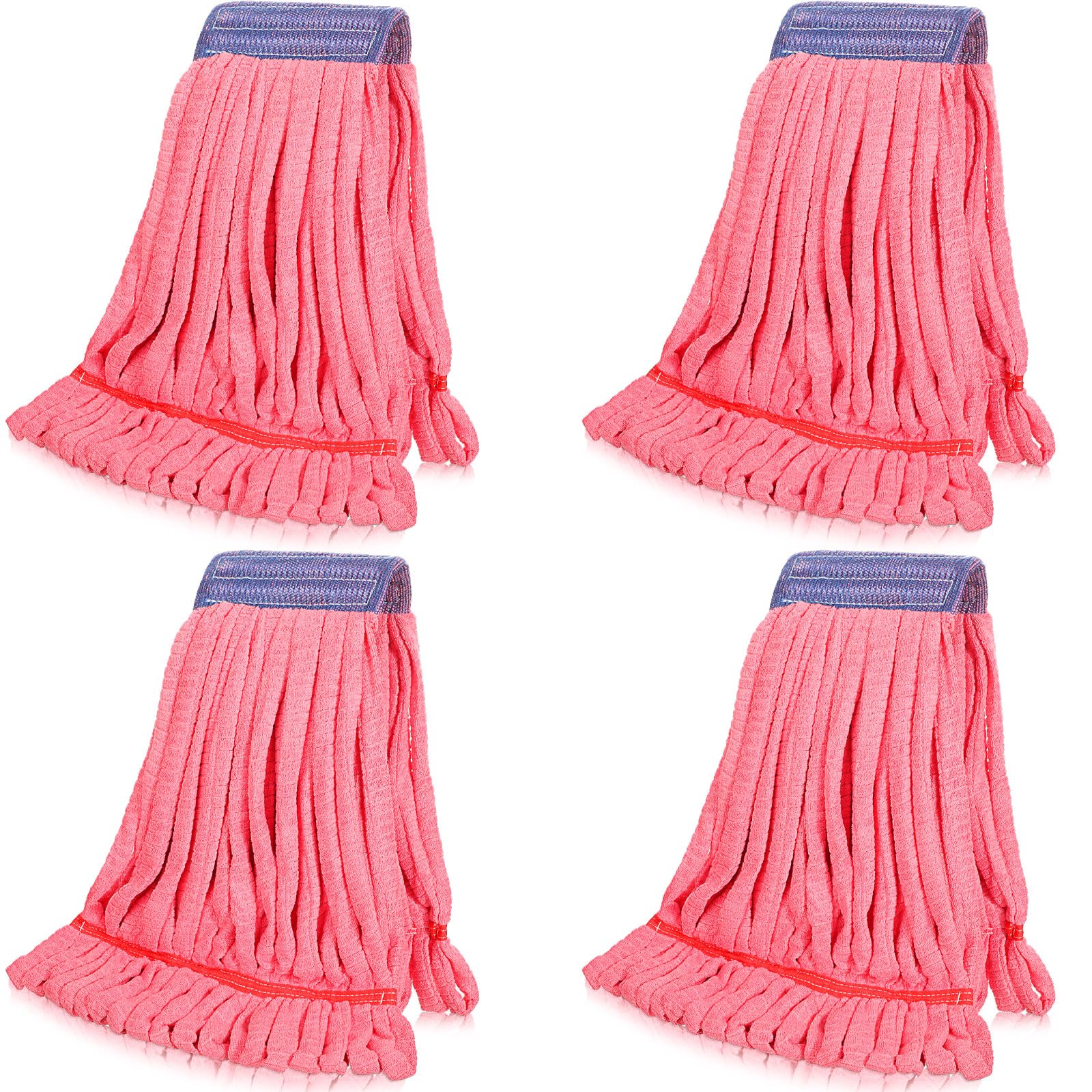 Lallisa 4 Pcs Microfiber Mop Heads Replacement Tube, Large, Red