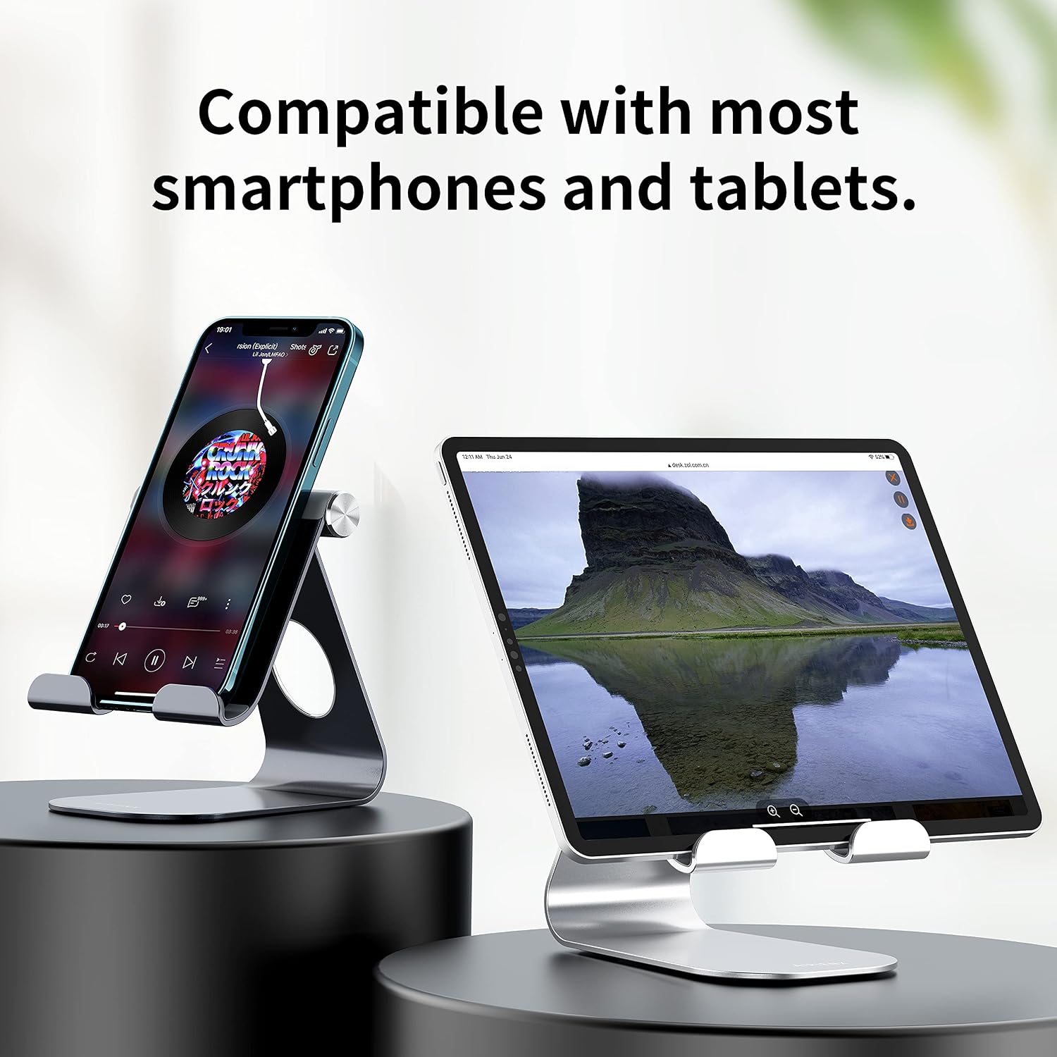 Adjustable Tablet Stand, AirienX Heavy Duty Desktop Stand Holder Dock Compatible with Tablets Such as iPad Pro 9.7, 10.5,12.9 Air Mini 4 3 2, Kindle Fire, Tab, E-Reader and More (4-13'') - Gun Metal