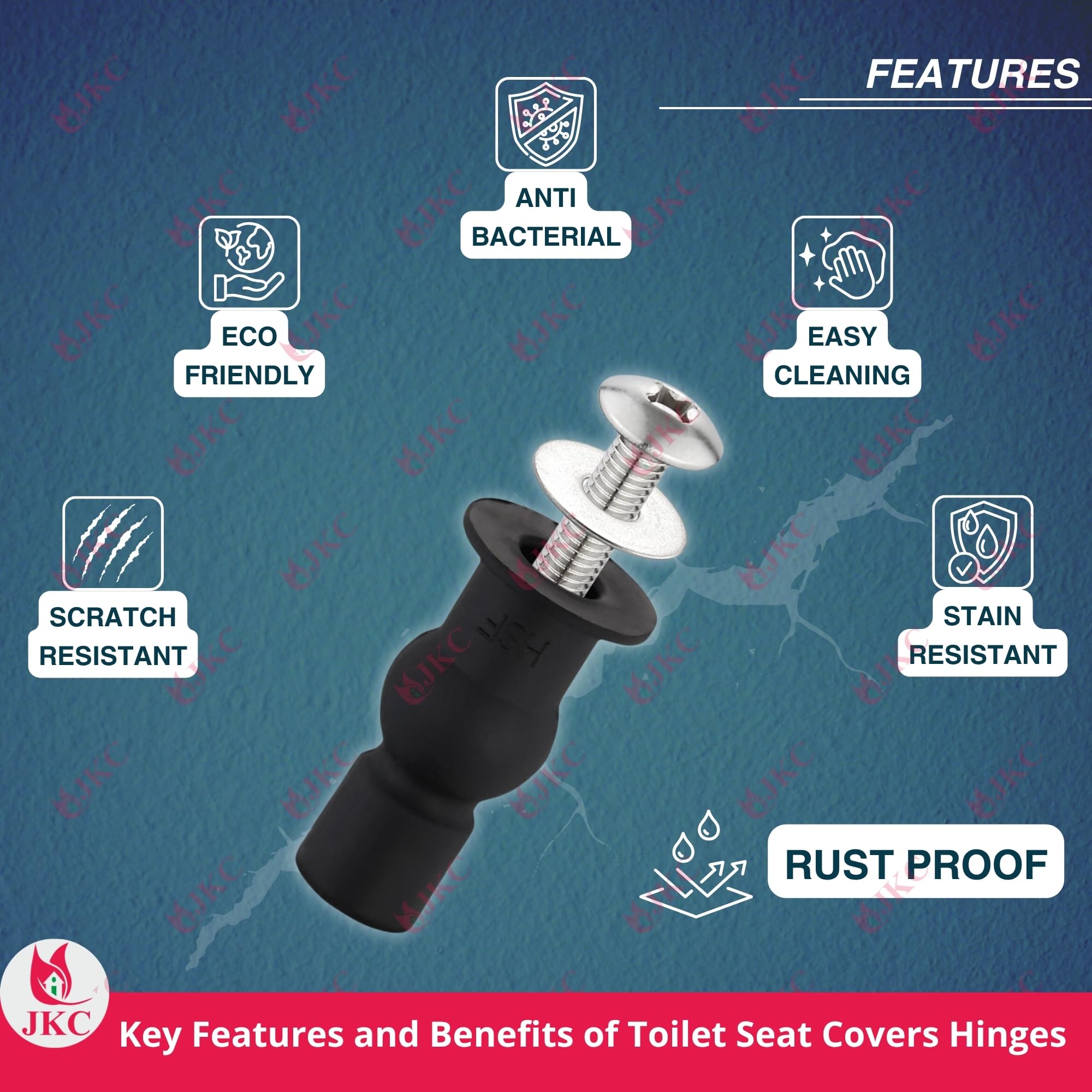 JKC SS Plastic Commode Seat Cover Hinges, Toilet Seat Screw Compatible with Toilet Seat Cover Hinges - 1 Pair (Left & Right) 2