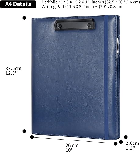 Miniatura 4 de Wonderpool Portapapeles de piel sintética A4, portapapeles, formularios, estuche para documentos, planificador de entrevistas, reuniones, escritura,