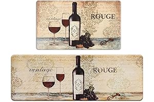 FRESHMINT Farmhouse Wine Kitchen Rugs - Anti-Fatigue and Ultra Comfort