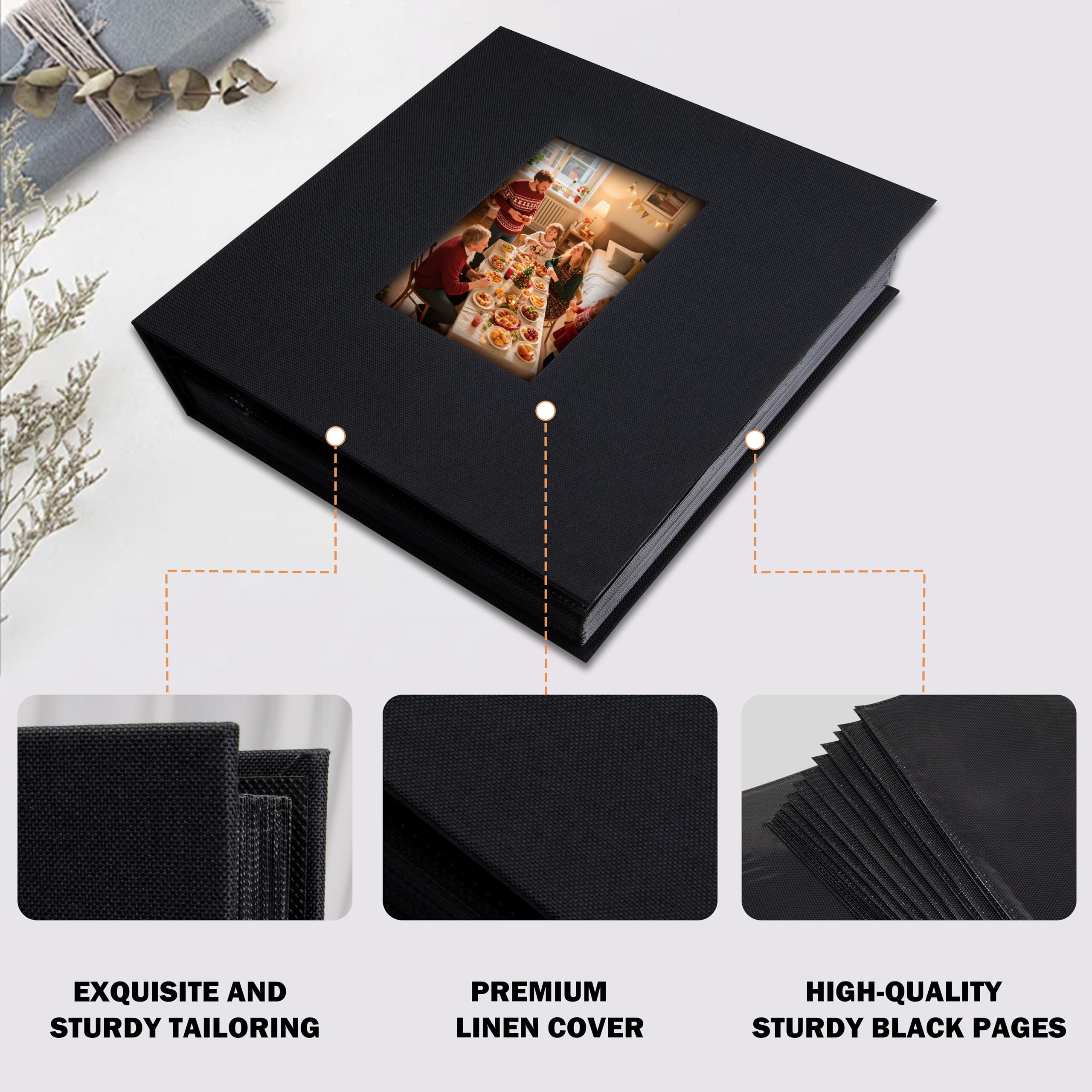 Album fotografico 200 x 25 cm, con copertina in lino di grande capacità, pagine interne prive di acidi, 20 x 25 cm, album fotografico da 20 x 25 cm, per famiglia, anniversario di matrimonio e foto di
