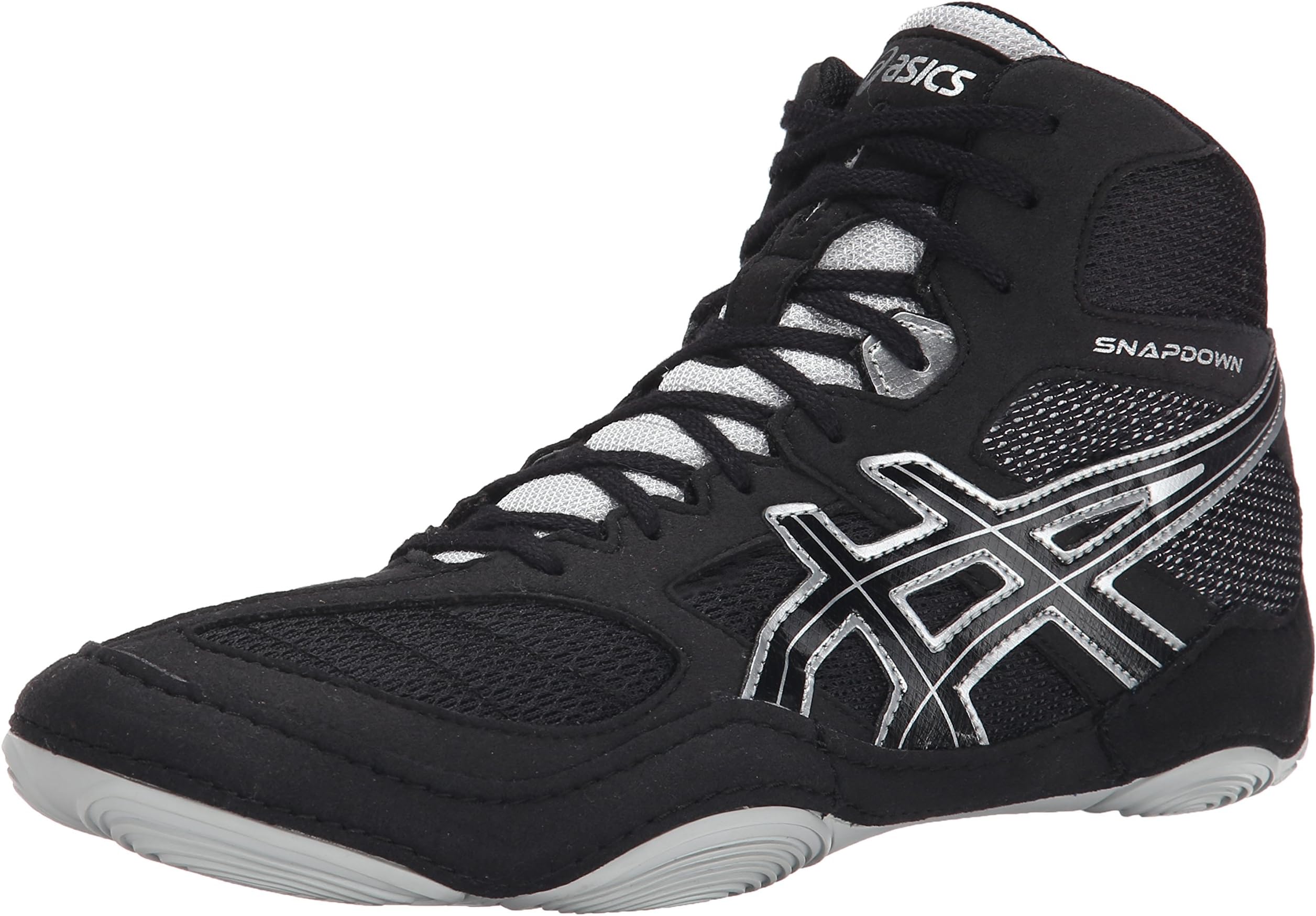 ASICS Snapdown Wrestling Shoe Black/Silver 5 C/D US