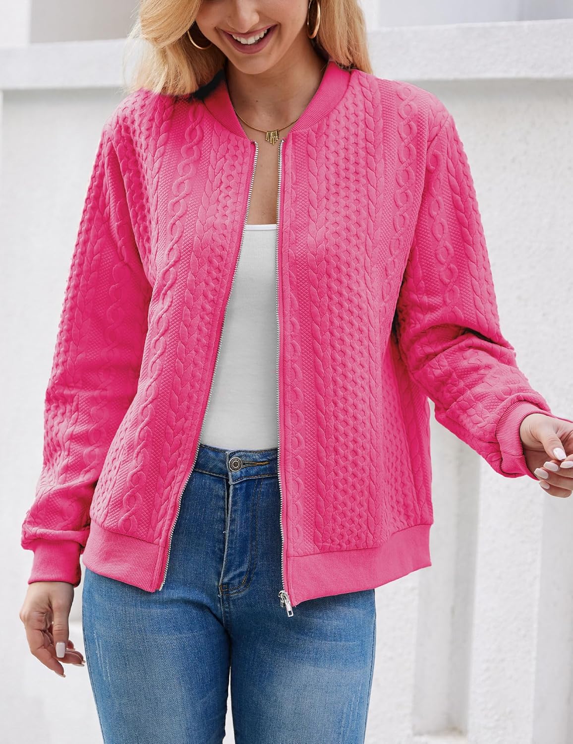 Zip Up Sweatshirts for Women Casual Outfits Cardigan Outerwear Trendy Winter Jackets Coat - Image 2