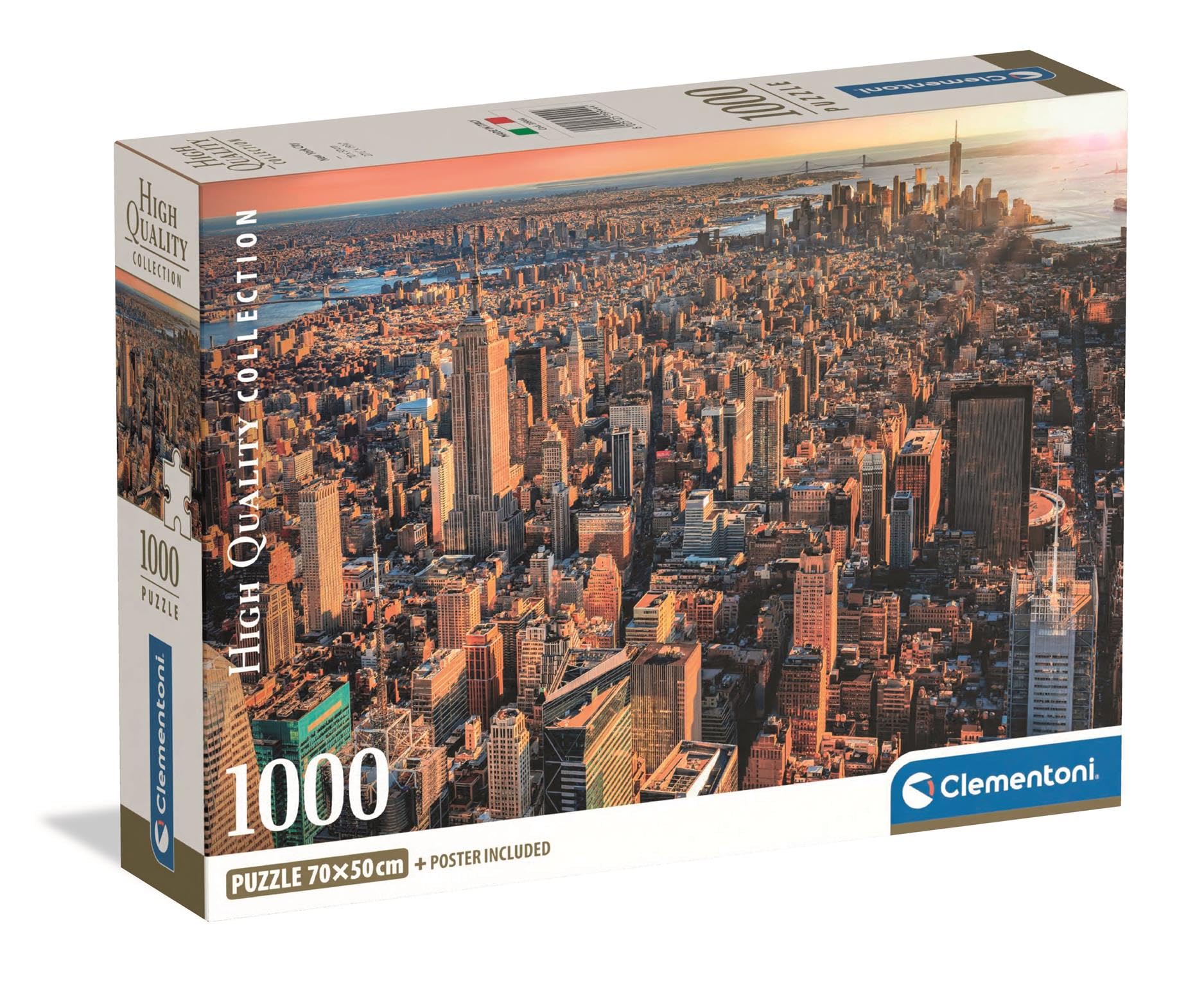 Clementoni Jigsaw Puzzle 1000 pieces Collection New York City, Puzzle for Adults 14-99 Years, Compact Box, Made in Italy, 39944