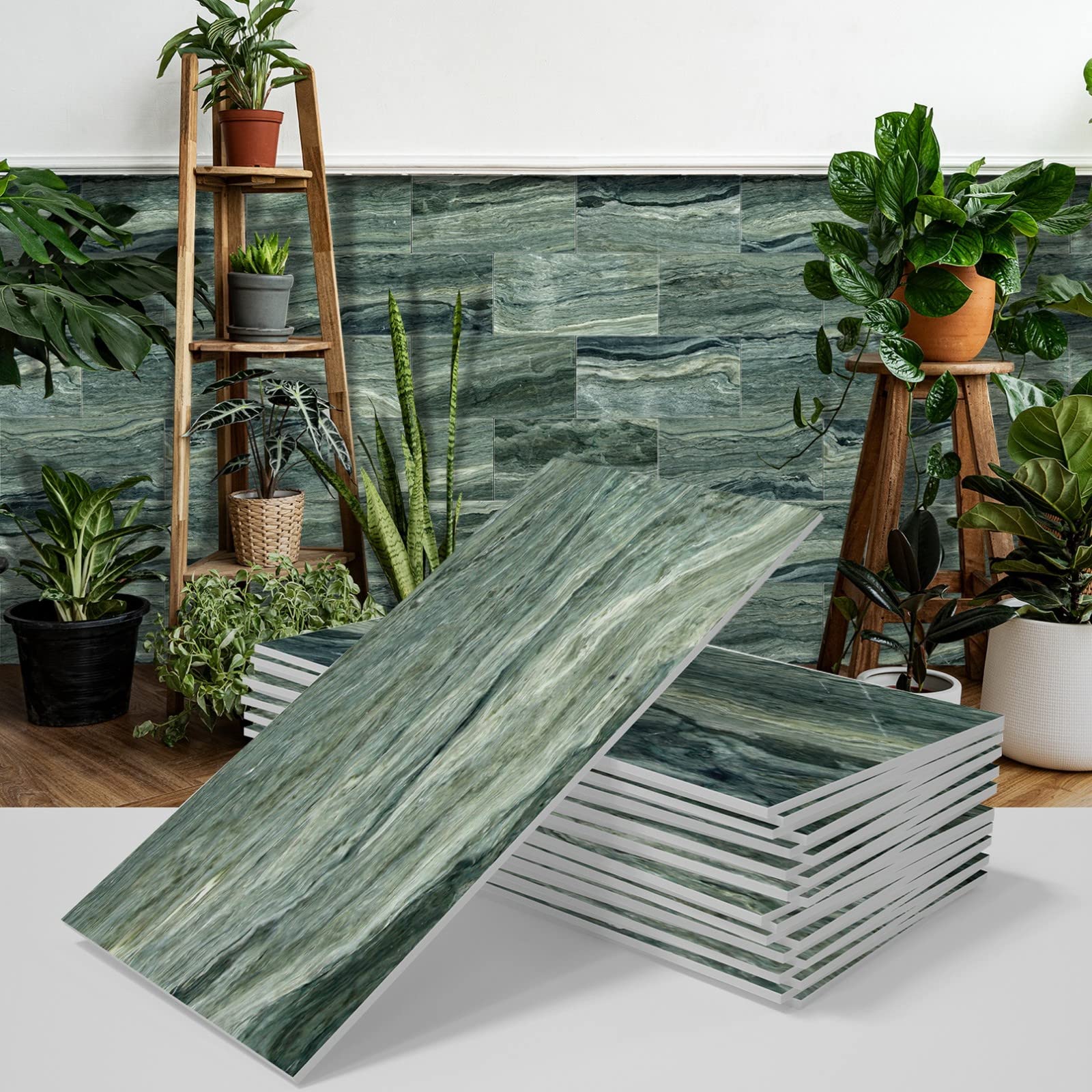 A.Monamour Adesivi per Piastrelle da Parete Adesivi per Mattonelle Autoadesivo Spessa Marmo Effetto 3D Impermeabile PVC Decorazione Murale per Cucina Bagno Lavanderia 10.16x20.32cm