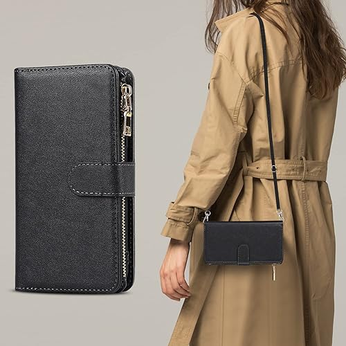 Miniatura 8 de iCoverCase para Samsung Galaxy S22 - Funda tipo cartera con soporte y bolsillos para tarjetas, funda de piel sintética con cierre magnético,