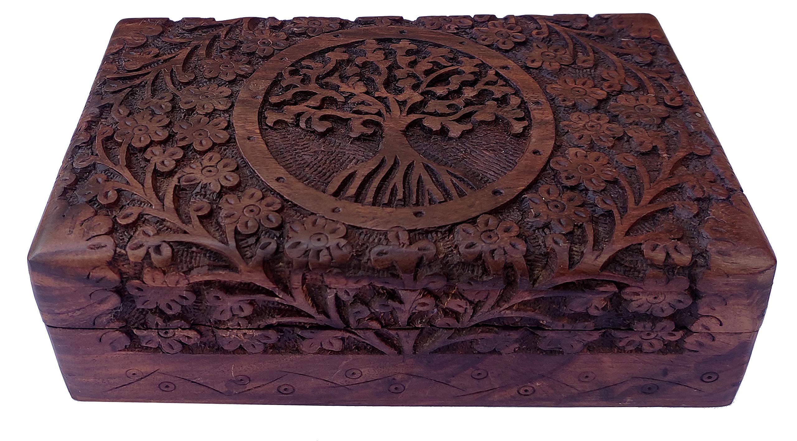Boîte à bijoux en bois Arbre de vie pour décoration de table de chevet bohème 12235
