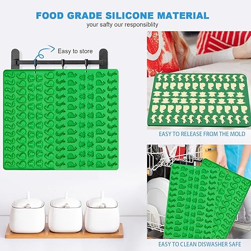 Miniatura 3 de Paquete de 2 mini moldes de silicona de rana, lagarto, caracoles para chocolate, fondant, dulces, galletas, gelatina y concepto de comandos de