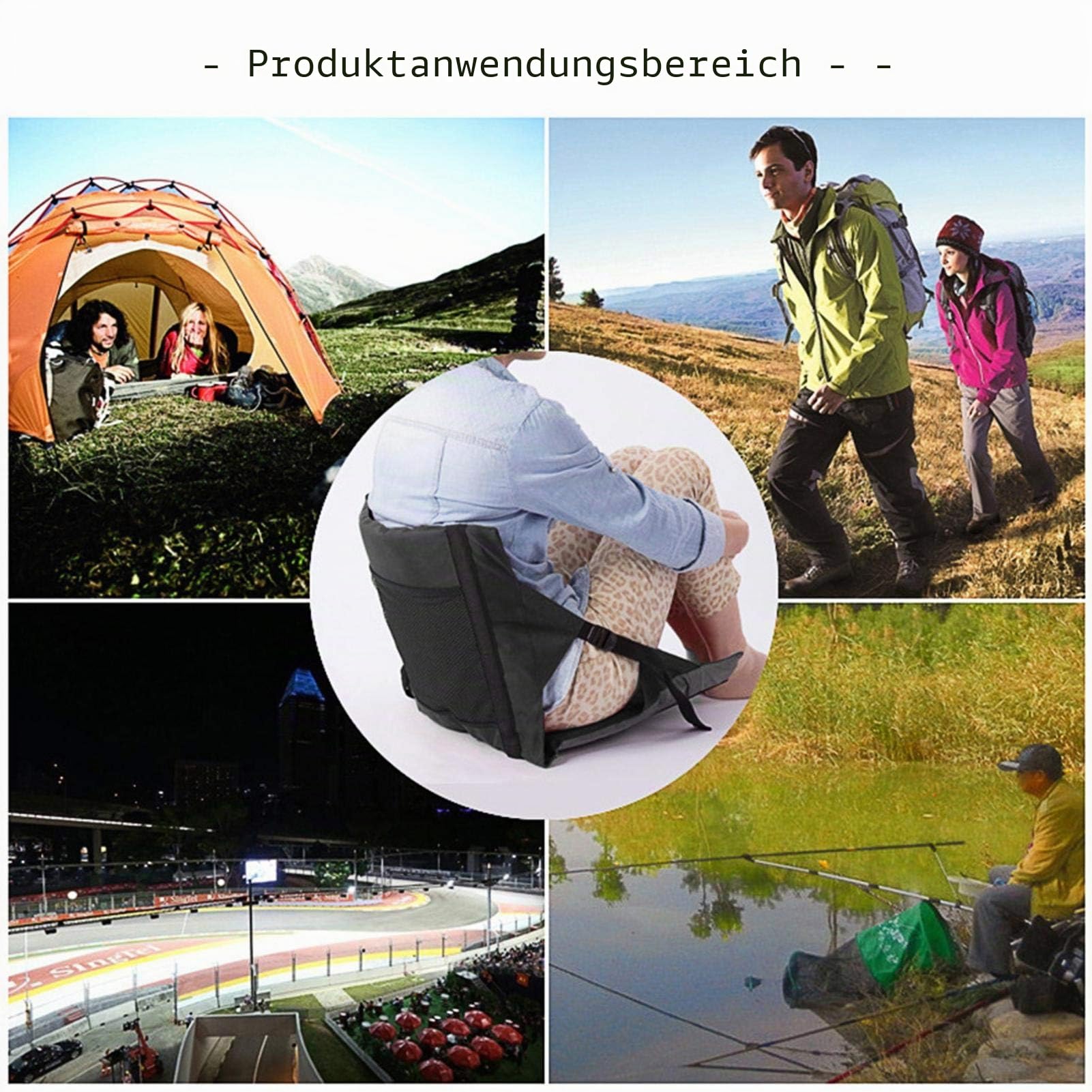 Stadion-Kissen – Faltbare Bleacher-Sitze, wasserdicht, Outdoor-Klappstuhl-Pad, 78 x 40 x 2 cm, Stadionsitze für Bleicher mit Rückenstütze für Veranstaltungen, Ausflüge, Reisen, Wandern