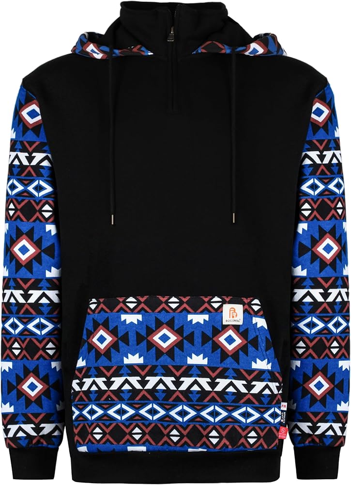 Amazon.com: BOCOMAL FR Hoodies Bohemian Printed 1/4 Zipper