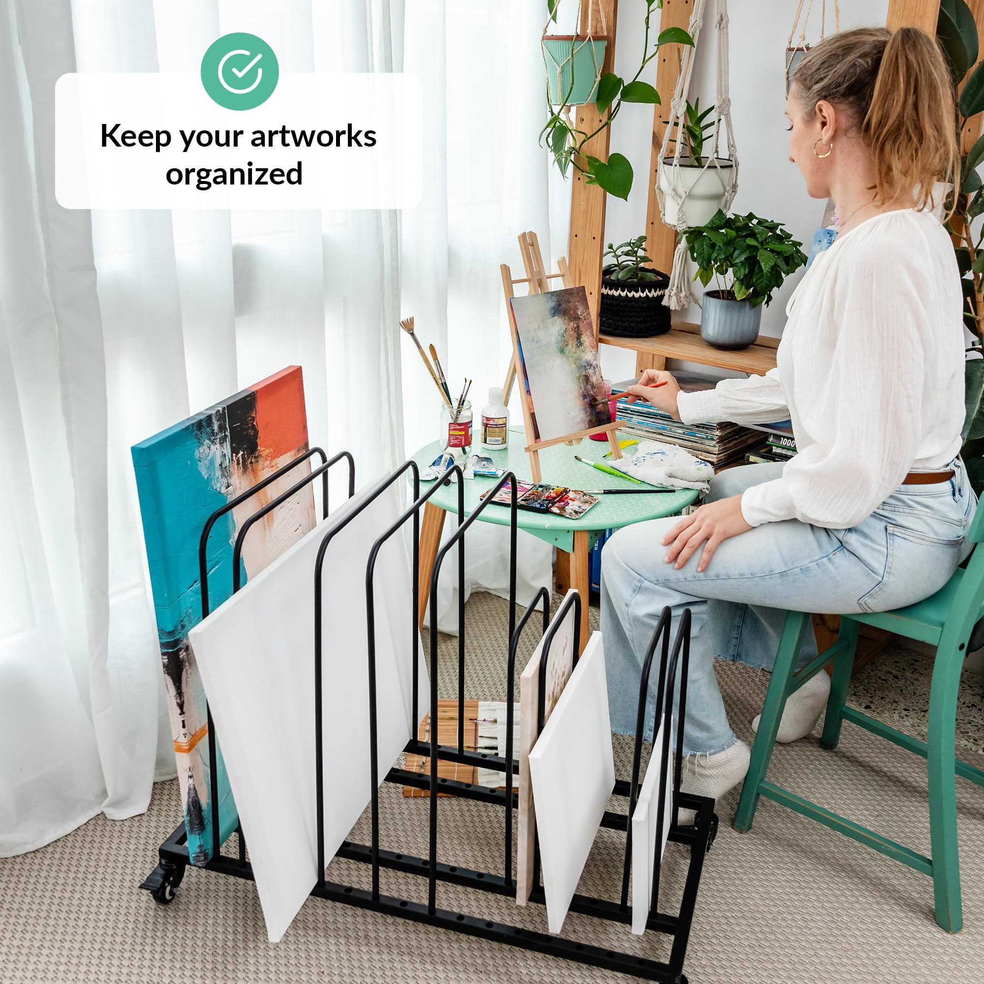 ODOXIA Leinwand-Aufbewahrungsregal | Bewahren Sie Ihre Leinwand sicher auf | Leicht bewegliches Trockengestell für Kunst | Organisieren Sie Ihr Studio professionell | Druckregal für Kunstwerke