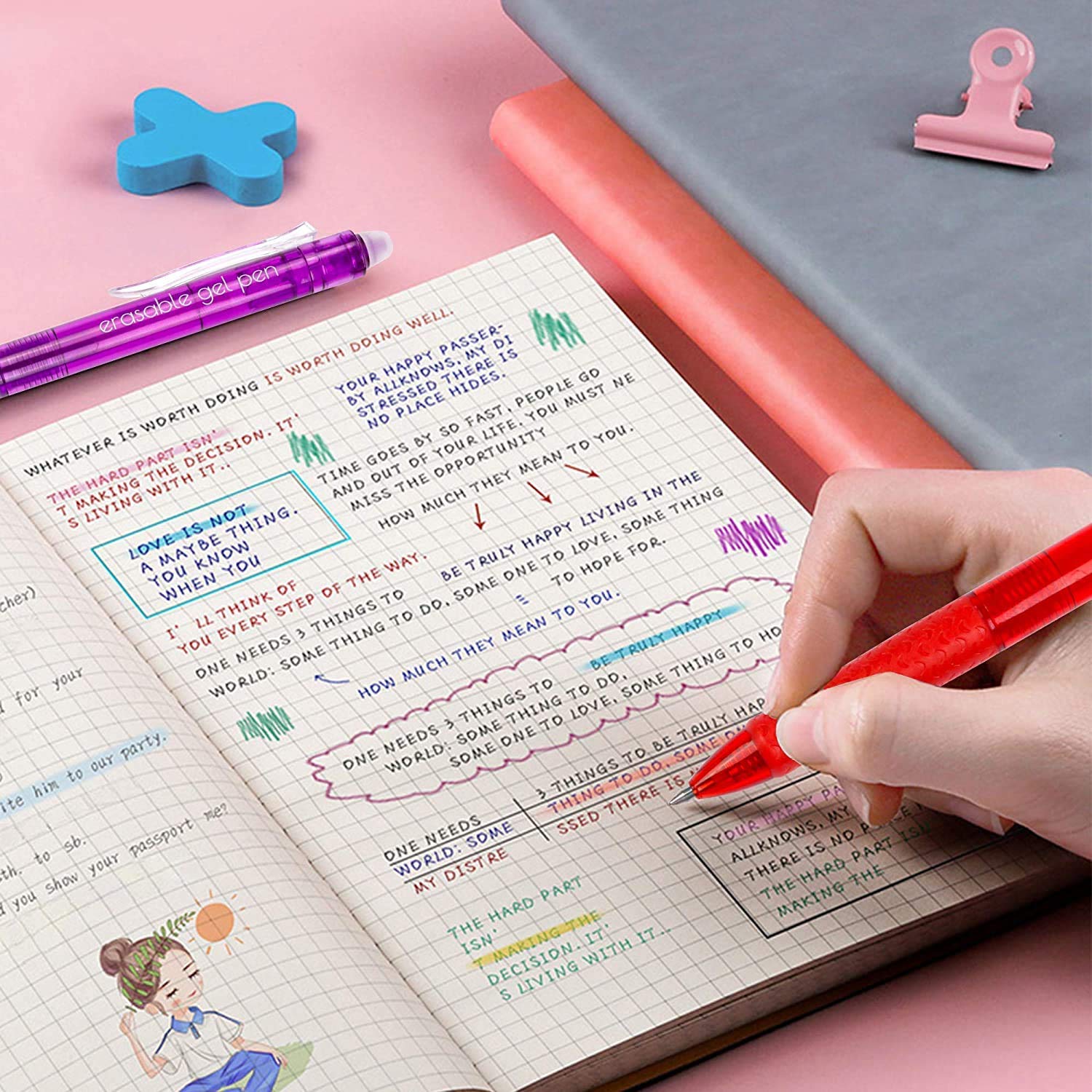 Erasable Gel Pens, 26 Colors Lineon Retractable Erasable Pens Clicker