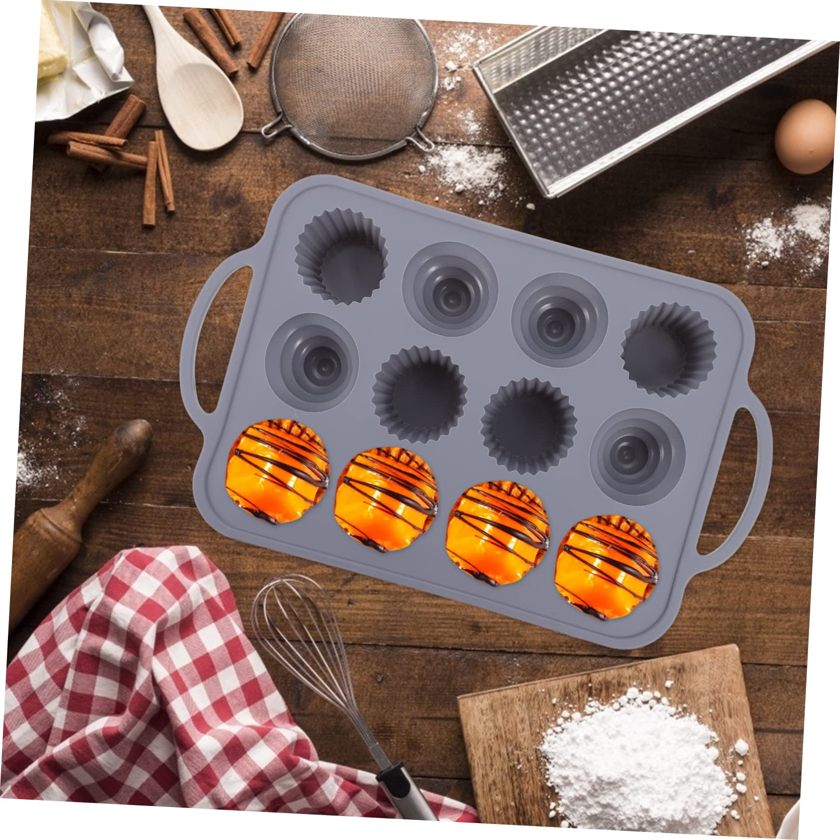 LABRIMP Stampo per Torta in Silicone a 12 Cavità Manico Antiscivolo