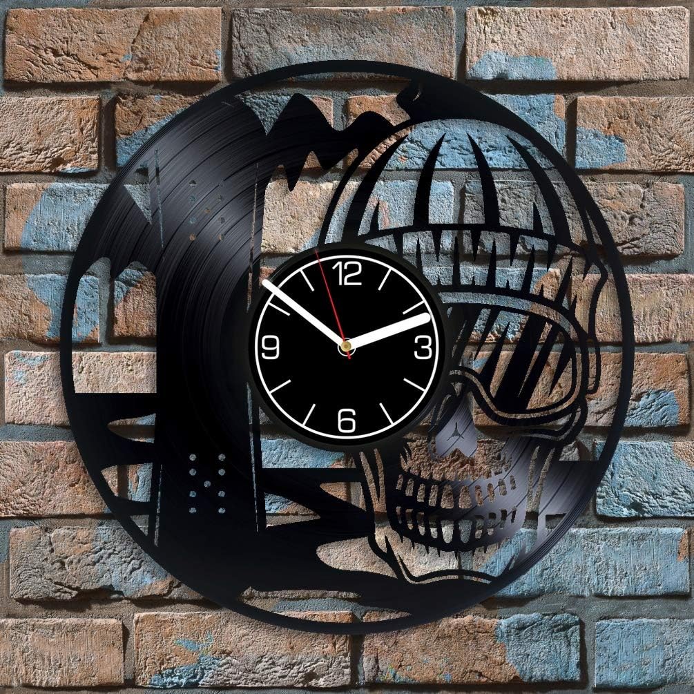 Gift for Men Snowboard Clock Skull Wall Art Vinyl Clock Snowboard Wall Clock Modern Skull Gift Snowboard Vinyl Record Wall Clock Sport Home Decoration 12 inch Wall Clock Vintage