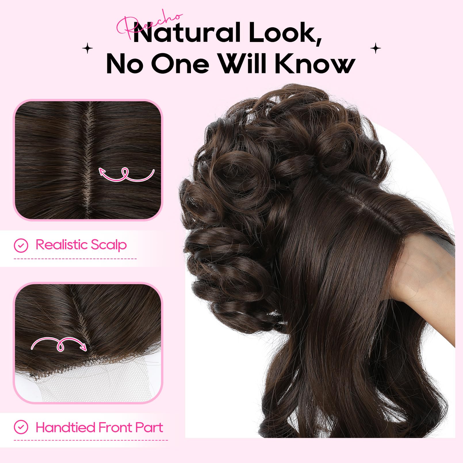 Amazon.com : REECHO Messy Bun Hair Piece with Bangs - 2-in-1  display picture 2