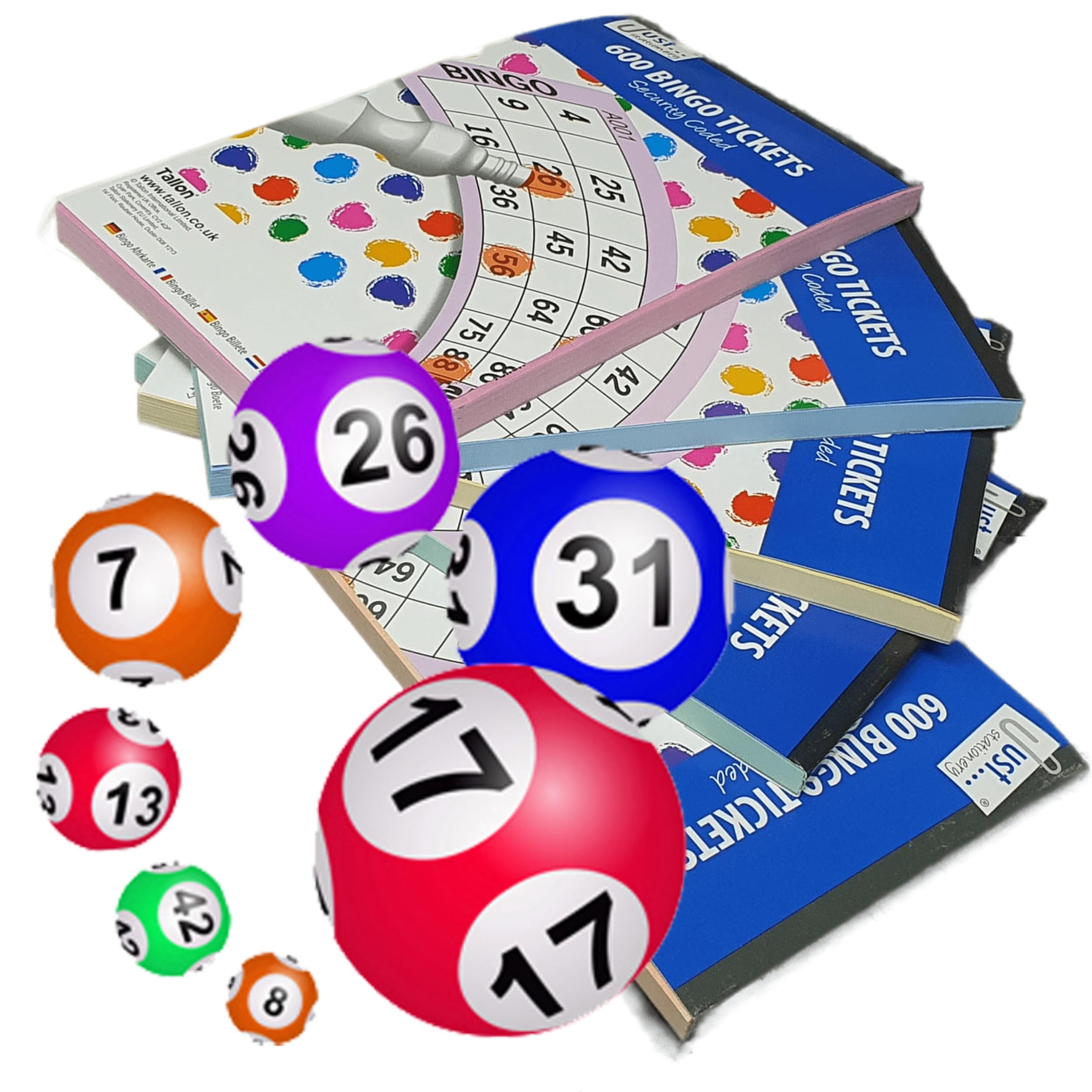 CARESTARZ 4 x 600 Bingo tickets Books for Bingo Game - 600 jumbo Bingo tickets - Fun bingo books 6 game - bingo books 1  90 Pack of 4