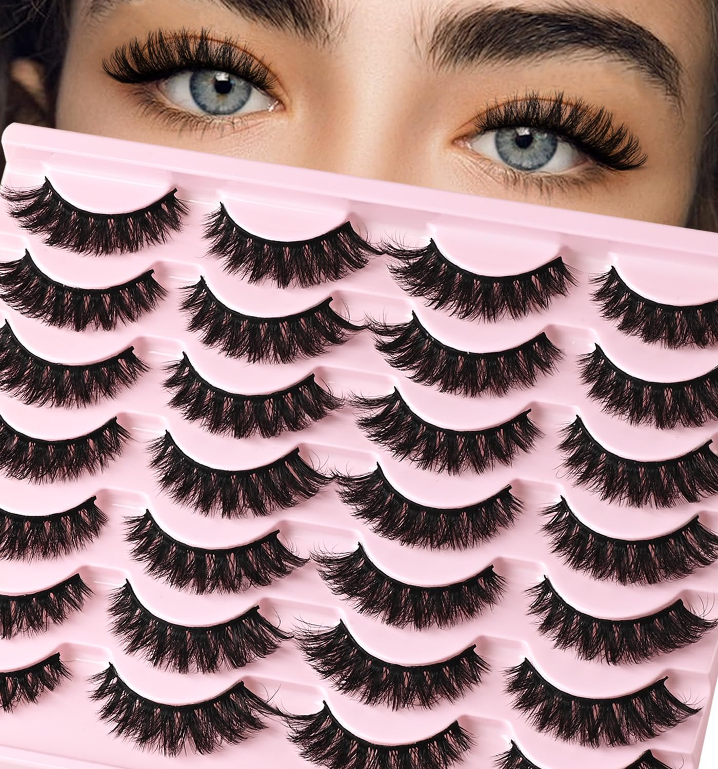 FenixLash False Eyelashes Natural Cat Eye Lashes Wispy Fake Eyelash Strip Lash Mink Lashes Pack Fluffy Eye Lashes Natural Look Short Cateye Lash Strips (Volume Cluster)