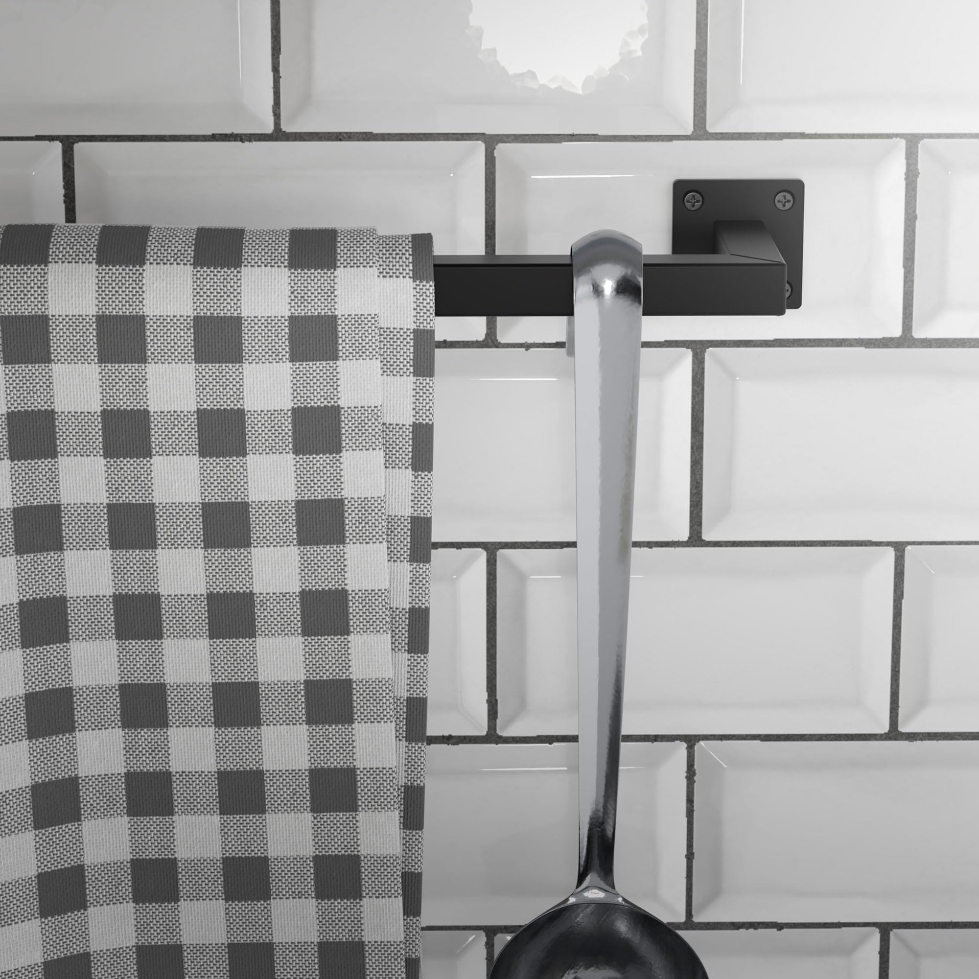 ML-Design Set di 3 Appendiabiti Porta Asciugamani Attacco a Parete 90x30 cm in Acciaio Nero per Bagno Cucina Soggiorno Balcone Camera da Letto Porta Salviette da Muro Salvaspazio Peso Supportato 50 kg