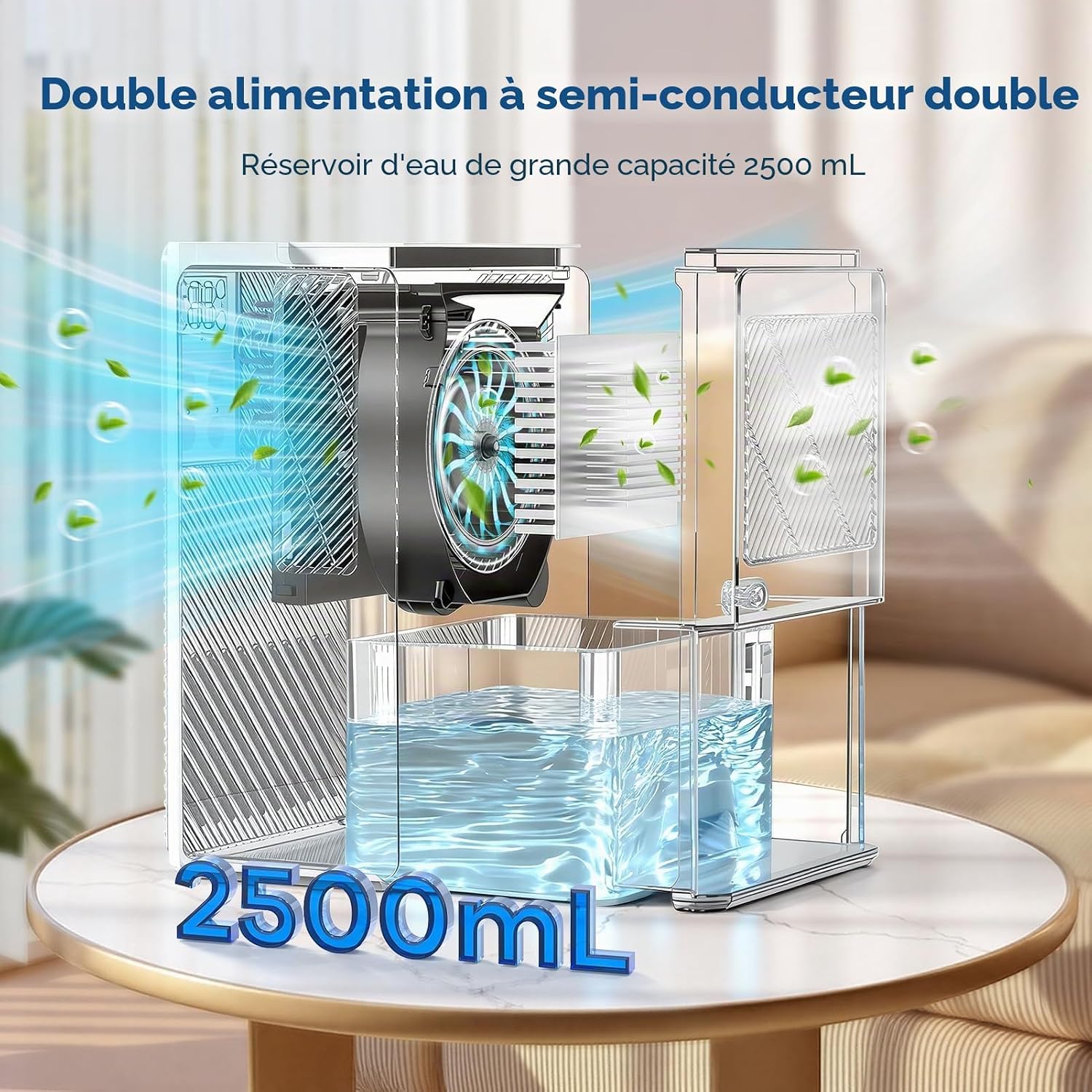 Deshumidificateur d Air 2500ML, Déshumidificateurs Electrique Silencieux Econome en Energie, Anti Moisissure, Auto-Arrêt & Dégivrage, Minuterie, LED 7 Couleurs, Idéal pour Chambre/Salle de Bains