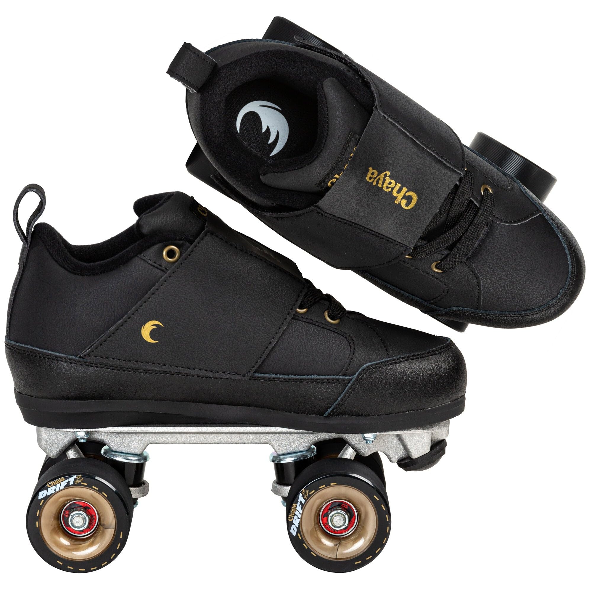 Chaya Rollschuhe Chameleon Low - Roller Skates für Damen und Herren im Retro-Look für Roller-Disco - Roll-Schuhe in Schwarz