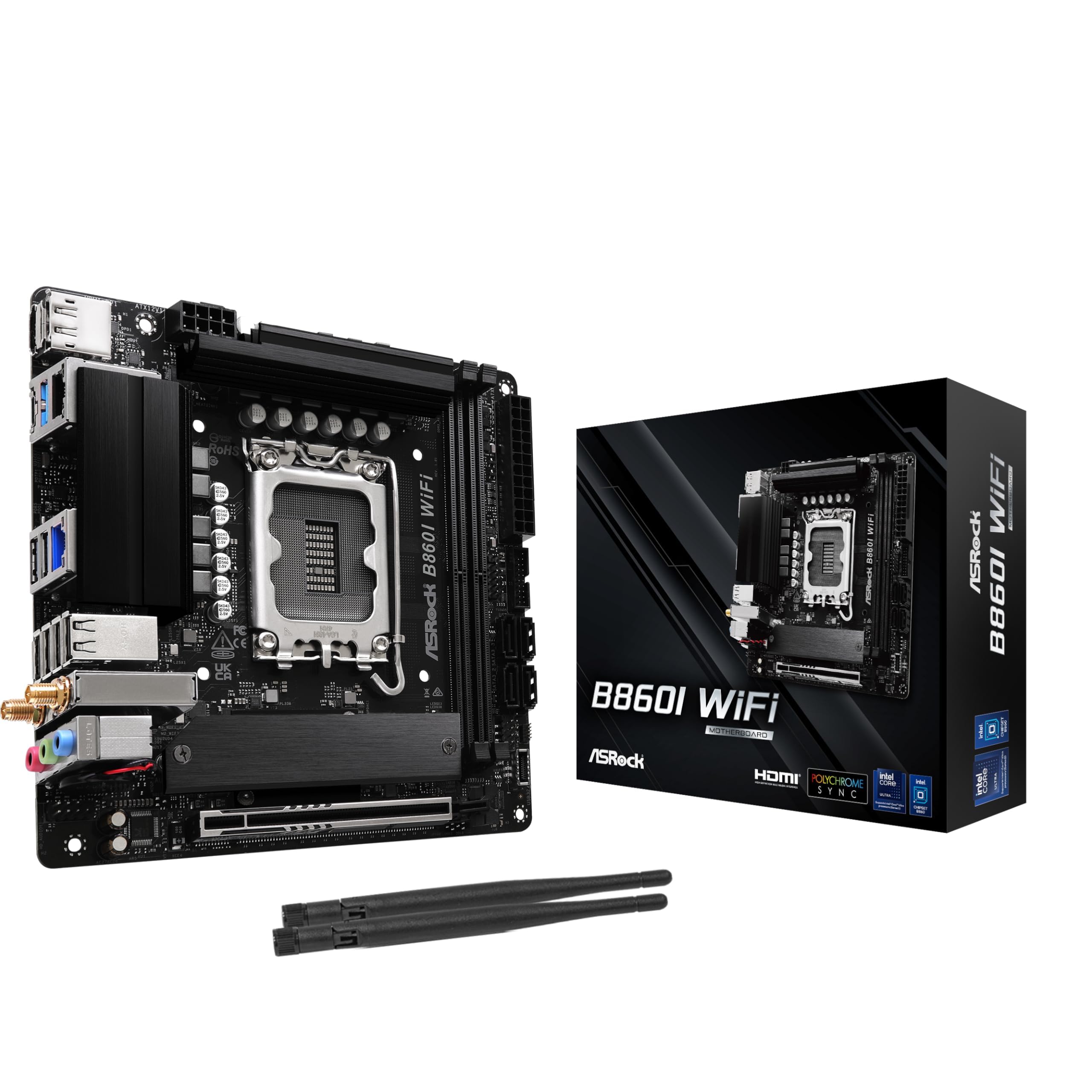 ASRock Motherboard B860I WiFi Intel CPU Core Ultra (LGA1851) Compatible B860I Chipset DDR5 Mini ITX Motherboard