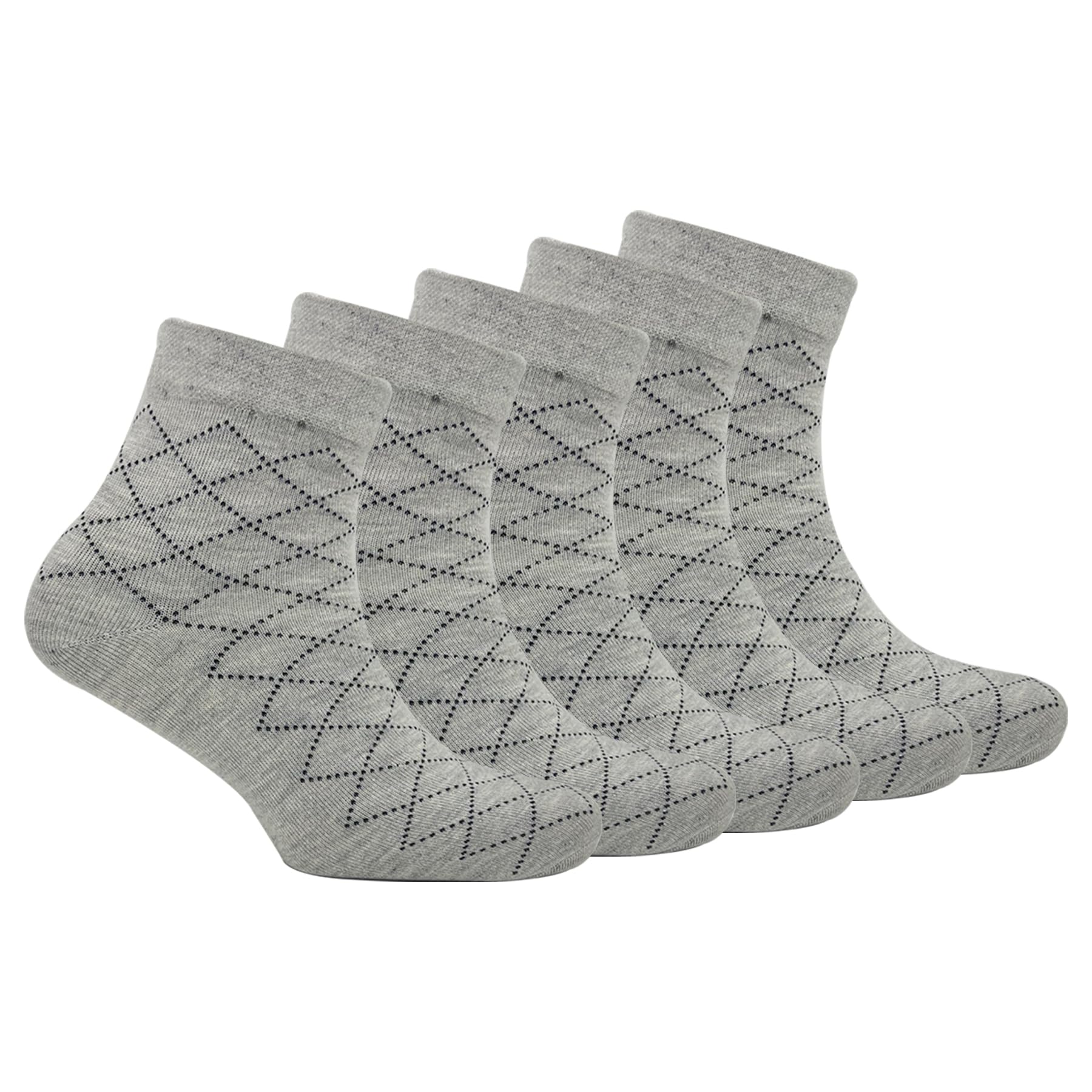 sports socks for men women ankle-length grey printed versatile comfortable athletic casual formal wear free size - pack of 5 pairs