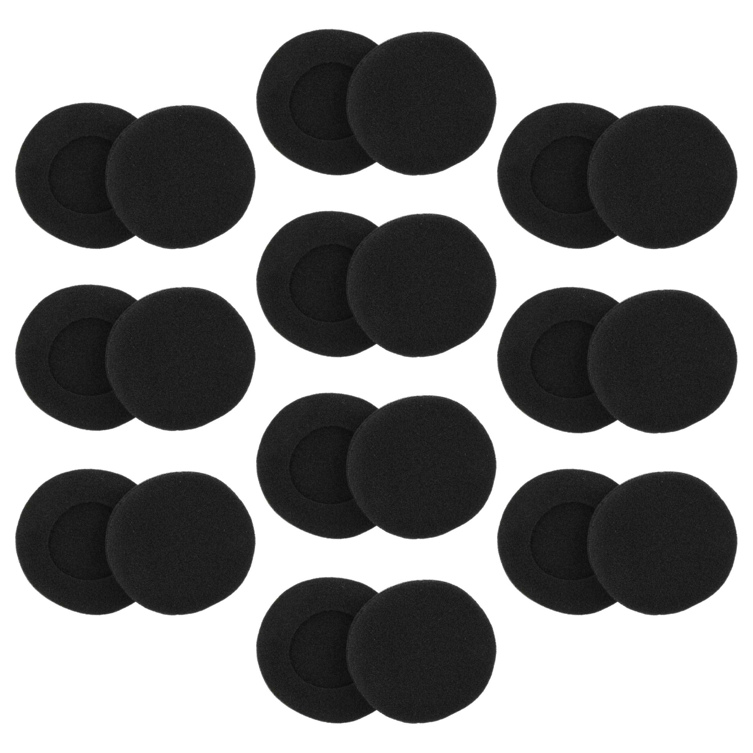 vhbw 20x Ohrpolster kompatibel mit Sennheiser PX80 | PX90, PX300 Kopfhörer Headset, Schaumstoff Schwarz, Matt