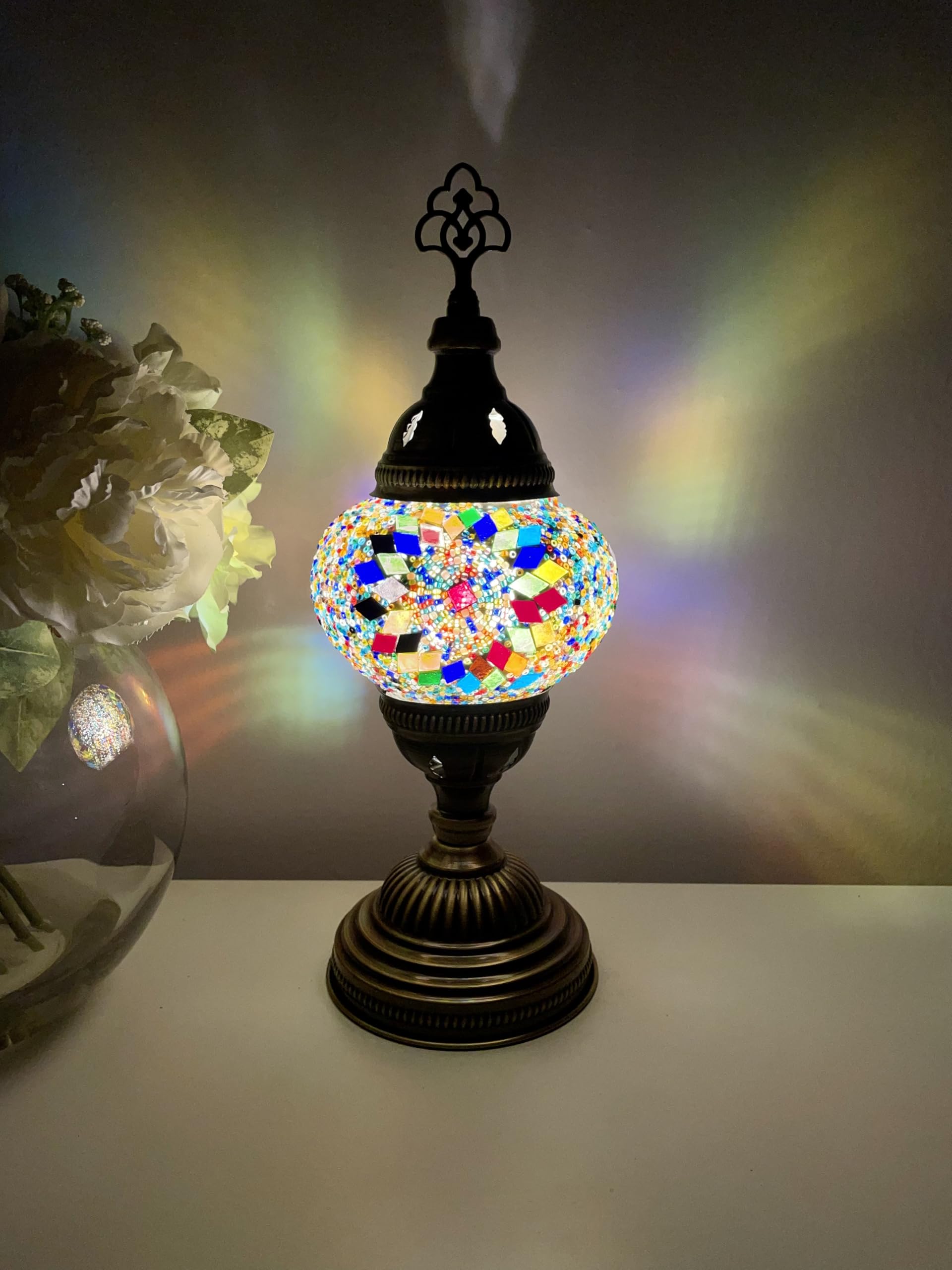 Lightza New Handmade Multi Color Turkish Moroccan Mosaic Table Lamp (Multi Coloured 02)
