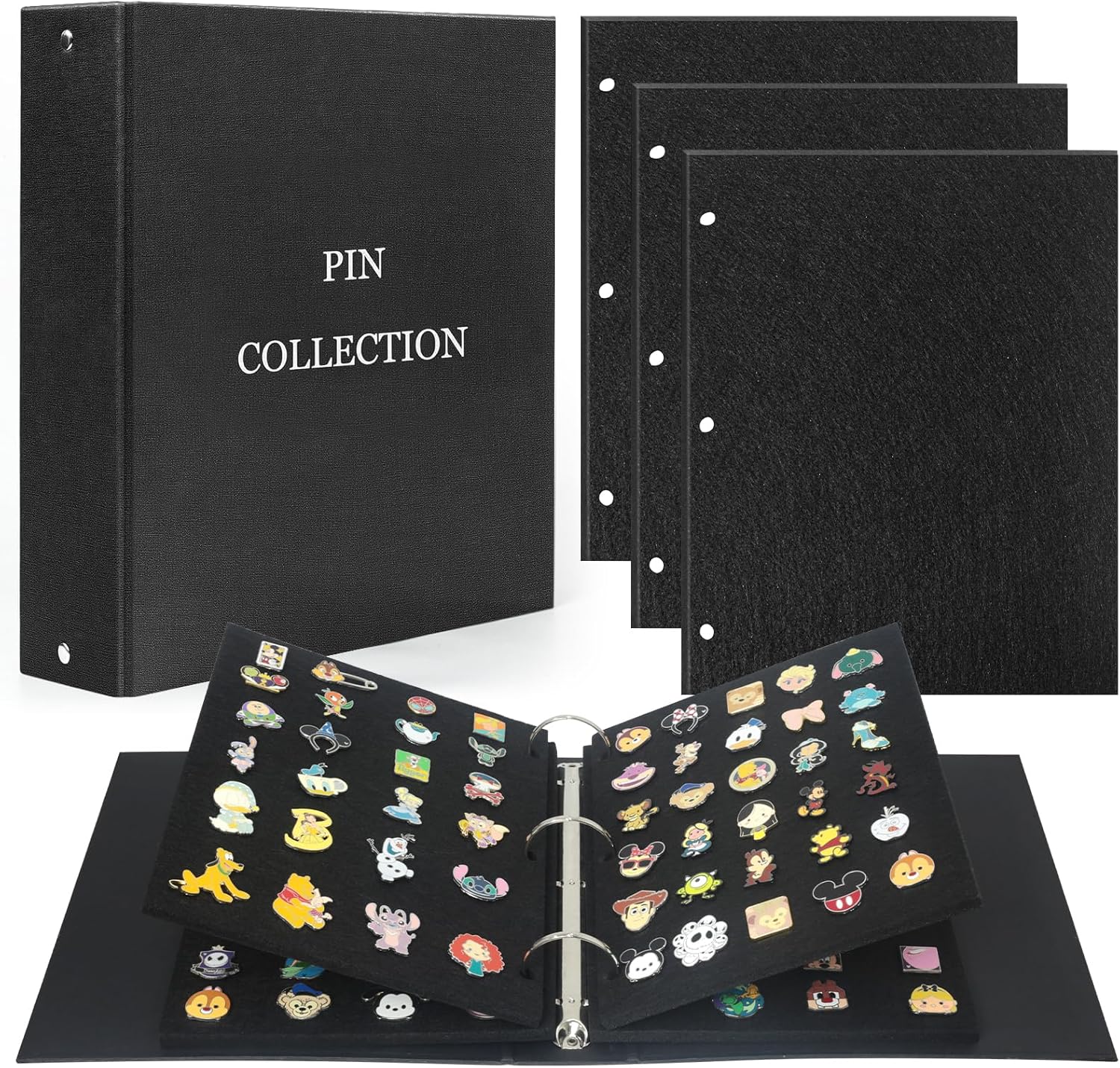 Pin Collection Book, Pin Boards for Enamel Pin Display, 280 Pin Capacity, Display and Trade Your Pins, Pin Trading Book, Black