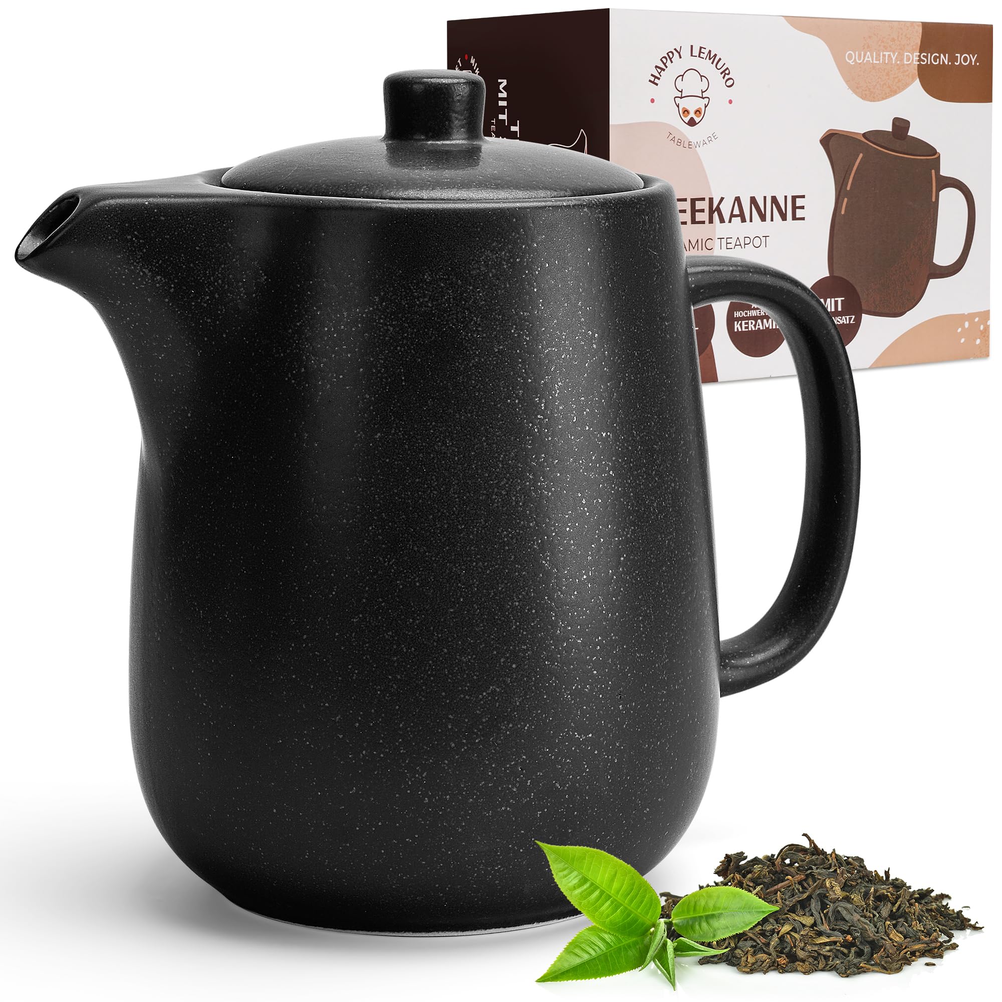 Tetera de cerámica con infusor – Tetera grande de 40 onzas con colador – Tetera de cerámica para té suelto – Tetera de cerámica para té