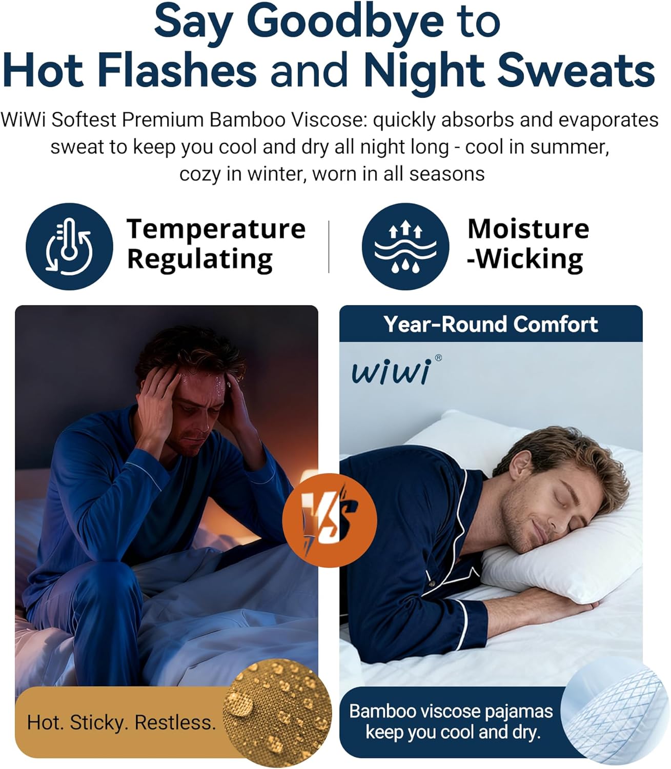 WiWi Men's Bamboo Viscose Pajama Jogger Pants Soft Lounge Bottoms Sleep Long Pj Joggers Sweatpant S-XXL - Image 5