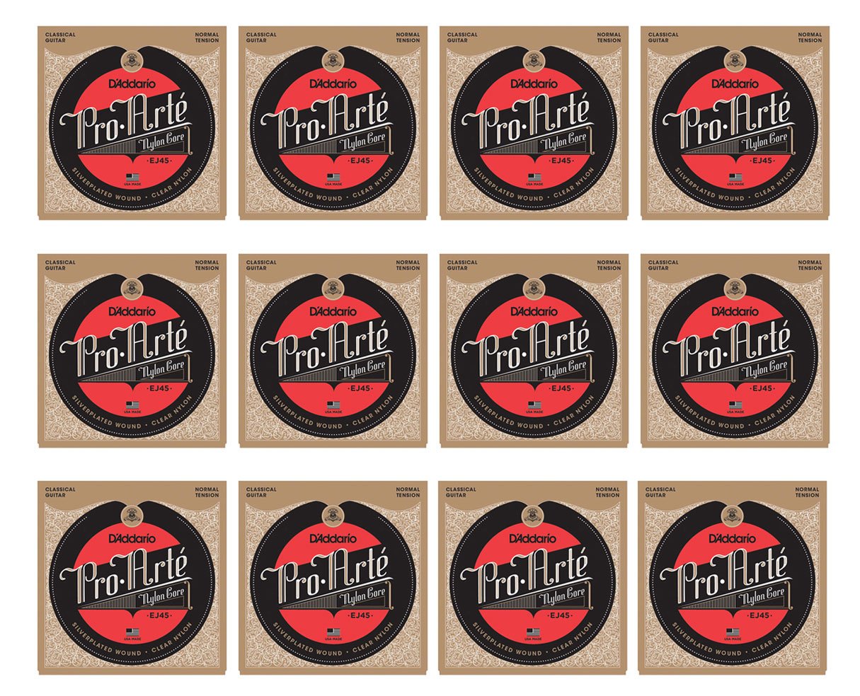 D'addario EJ45 Pro-Arté Nylon Normal Tension Classical Guitar Strings 12-Pack