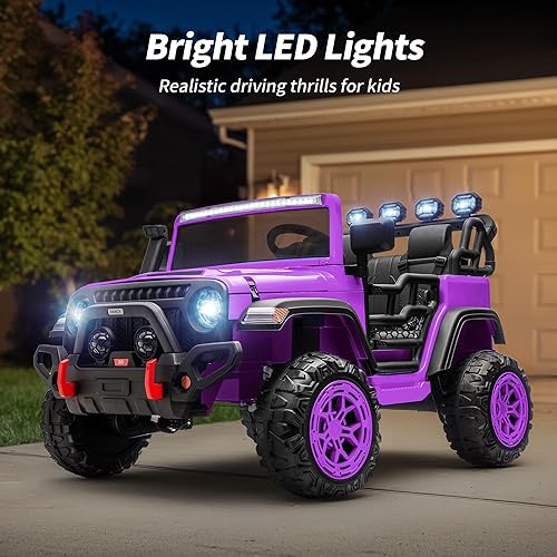 Miniatura 5 de Hikiddo - Camioneta eléctrica de paseo de 2 plazas, juguete de 24 V y 4x4 para niños de 4 a 8 años con control remoto, neumáticos EVA - Púrpura