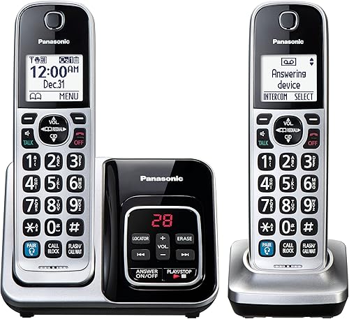 Panasonic KX-TGD892S - Sistema de teléfono inalámbrico expandible, emparejamiento Bluetooth para audífonos y audífonos inalámbricos, bloqueo de