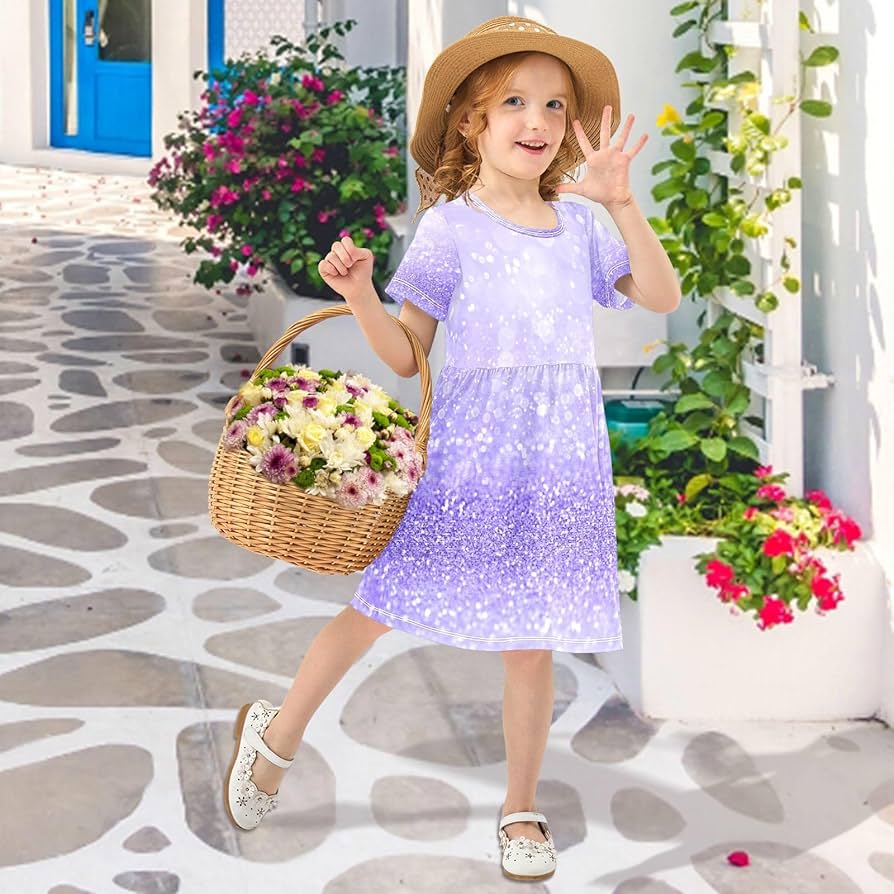 apolina kids■ Madrid Sundress Lavender Amazon.com: Lavender Purple Glitter Girls Dress Short Sleeve