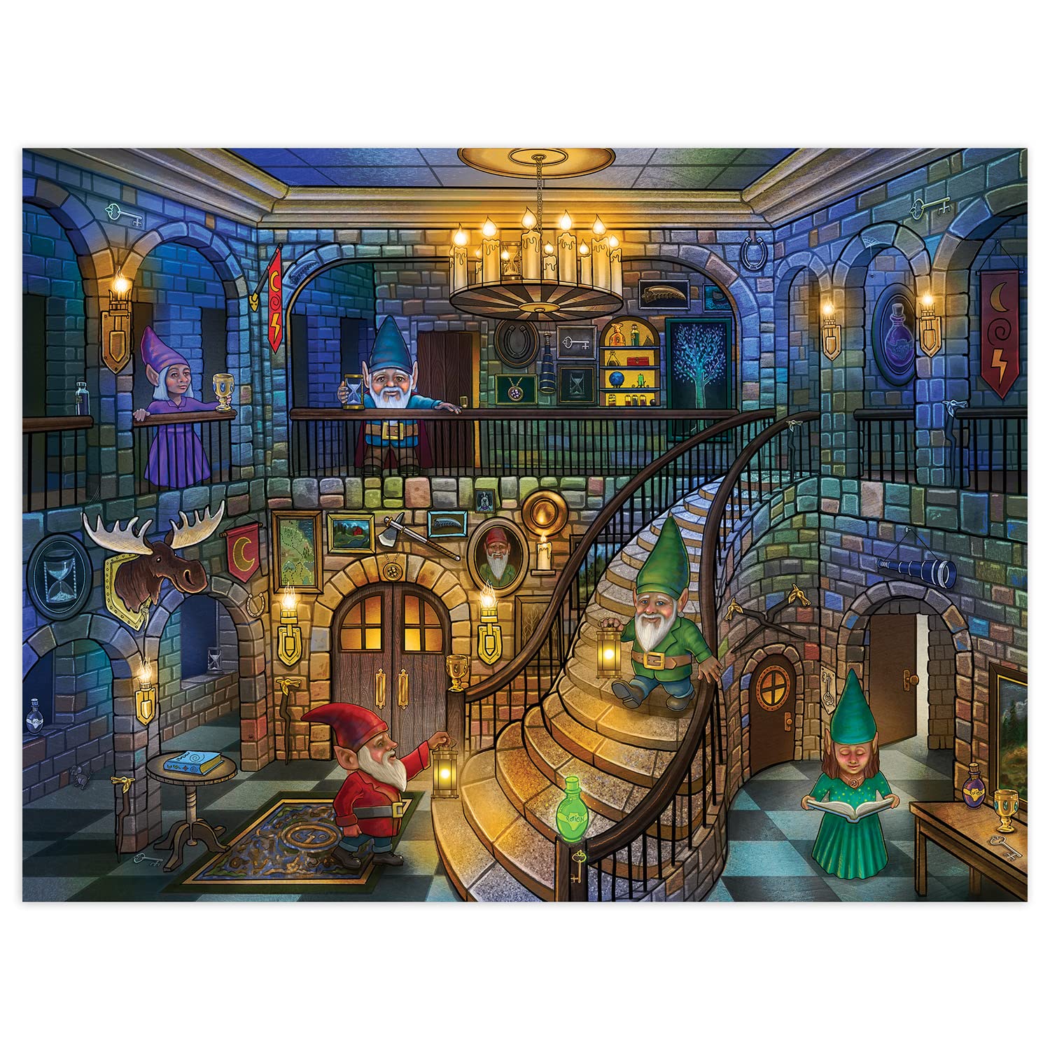 Peaceable Kingdom Gnomes at Night Puzzle - 100-Pc. Seek & Find Glow Puzzle for Kids Ages 6 & Up - Included Blacklight Reveals Hidden Items - Great for Home or Classrooms - Image 4