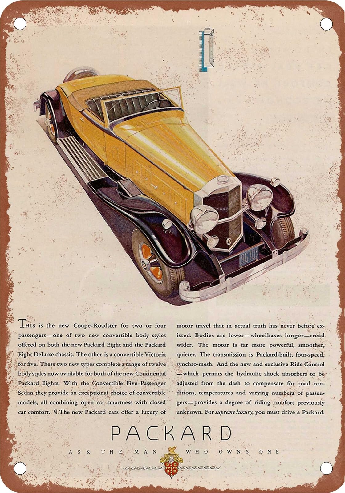 METAL SIGN - 1932 Packard Vintage Ad 04 - Old Retro Rusty Look home decor